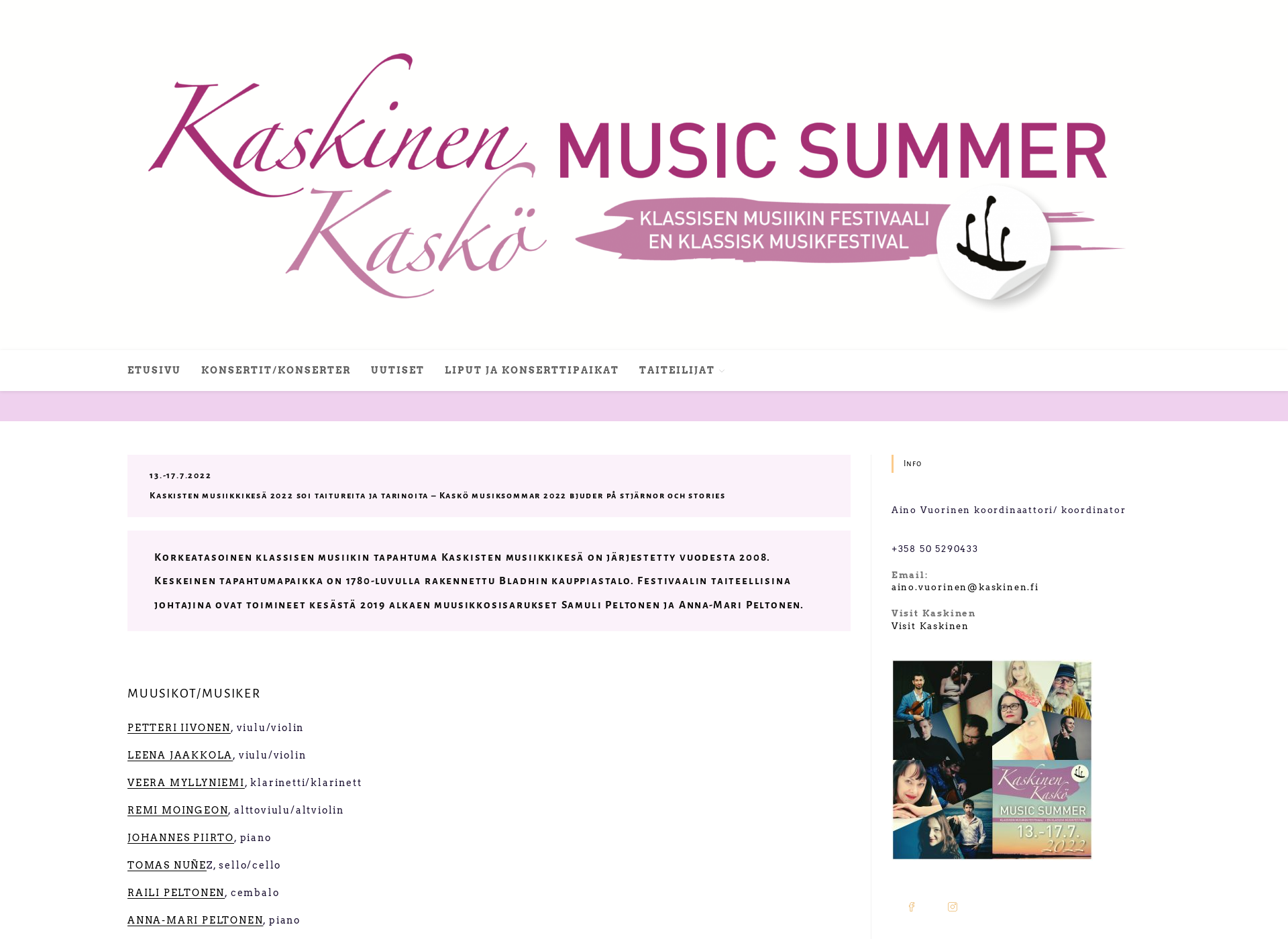 Screenshot for kaskistenmusiikkikesa.fi