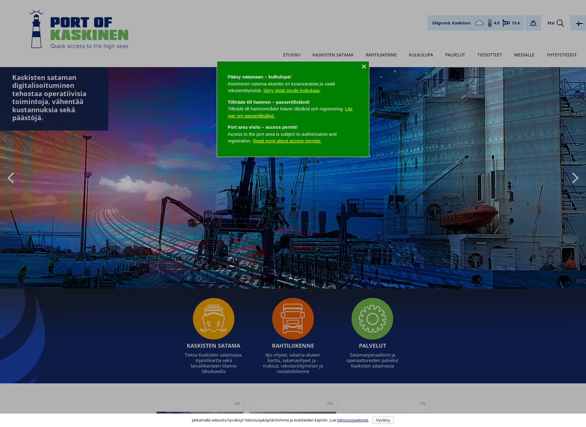 Näyttökuva kaskistensatama.fi