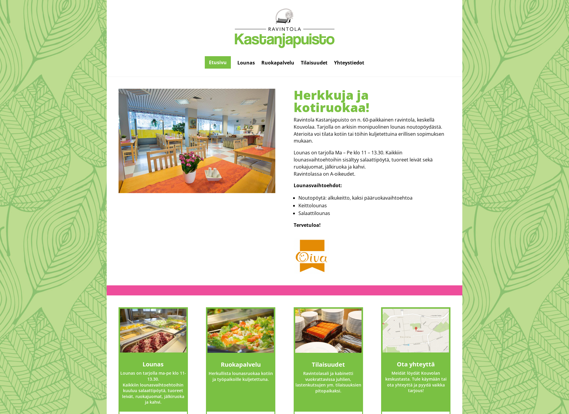 Skärmdump för kastanjapuisto.fi