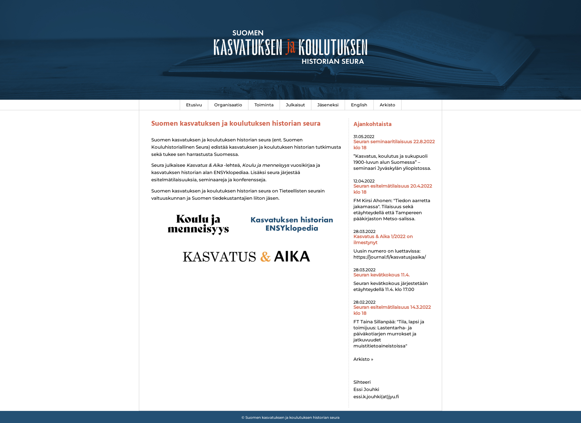 Skärmdump för kasvhistseura.fi