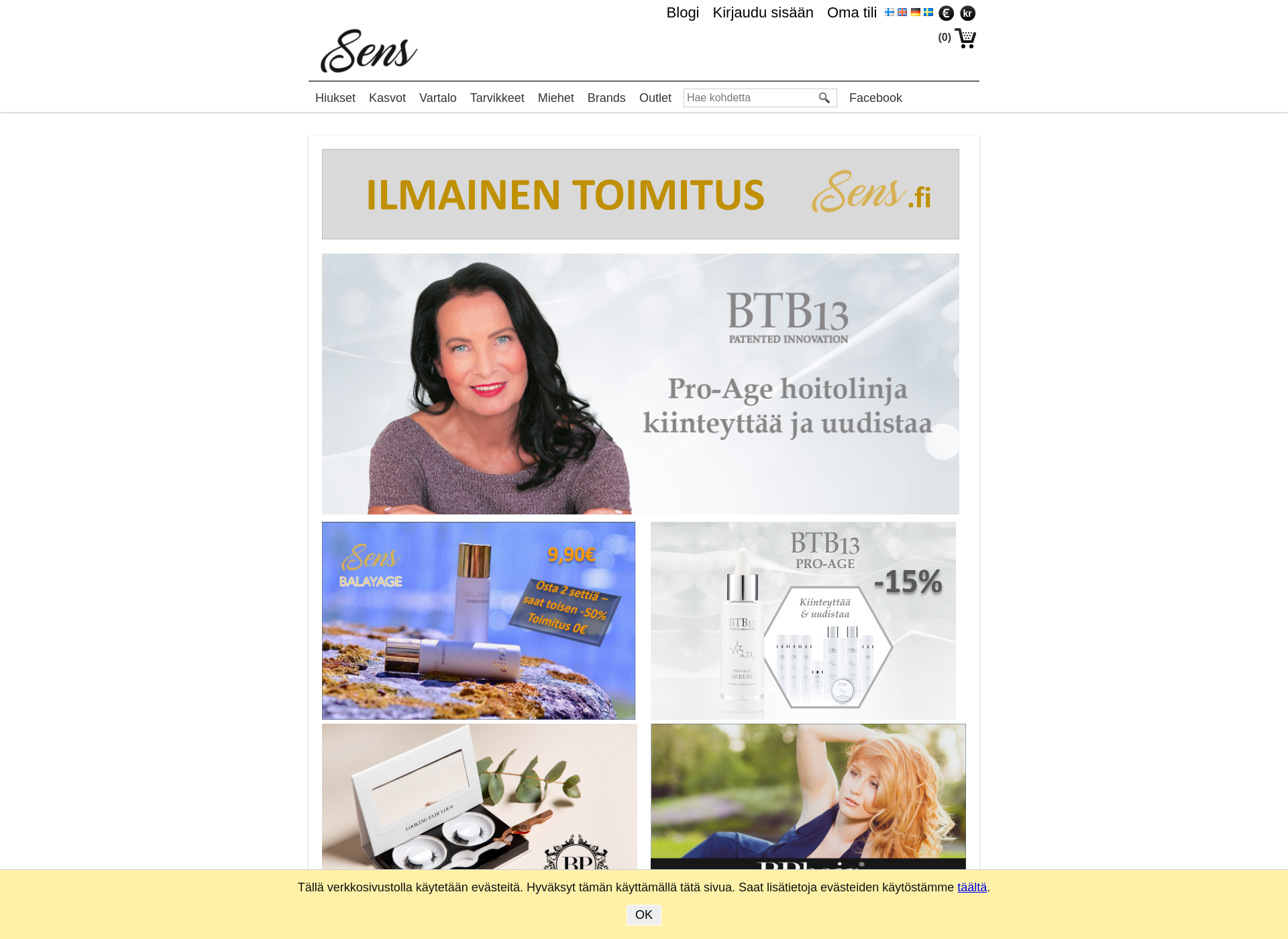 Skärmdump för kasvonaamio.fi