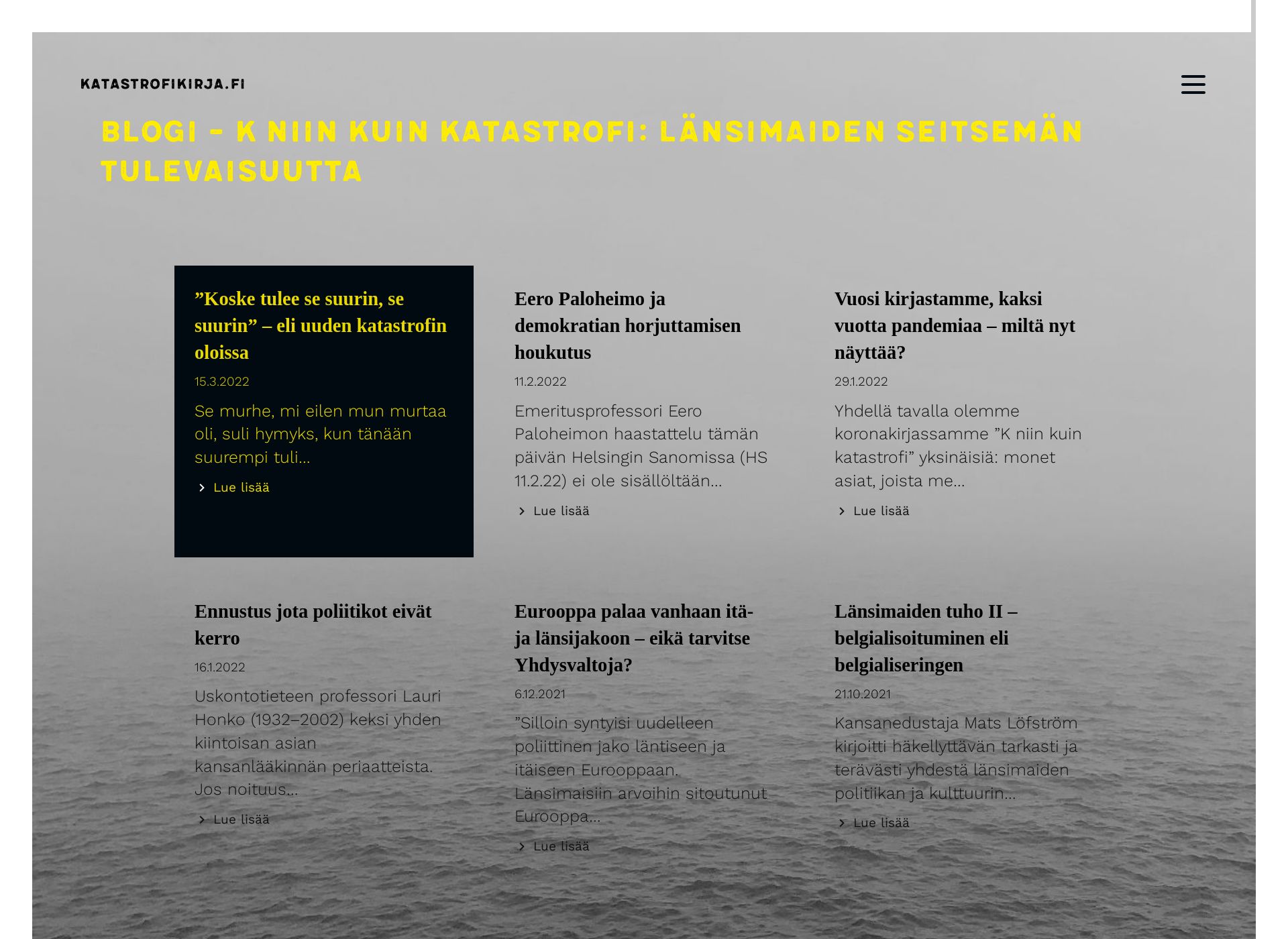 Skärmdump för katastrofikirja.fi
