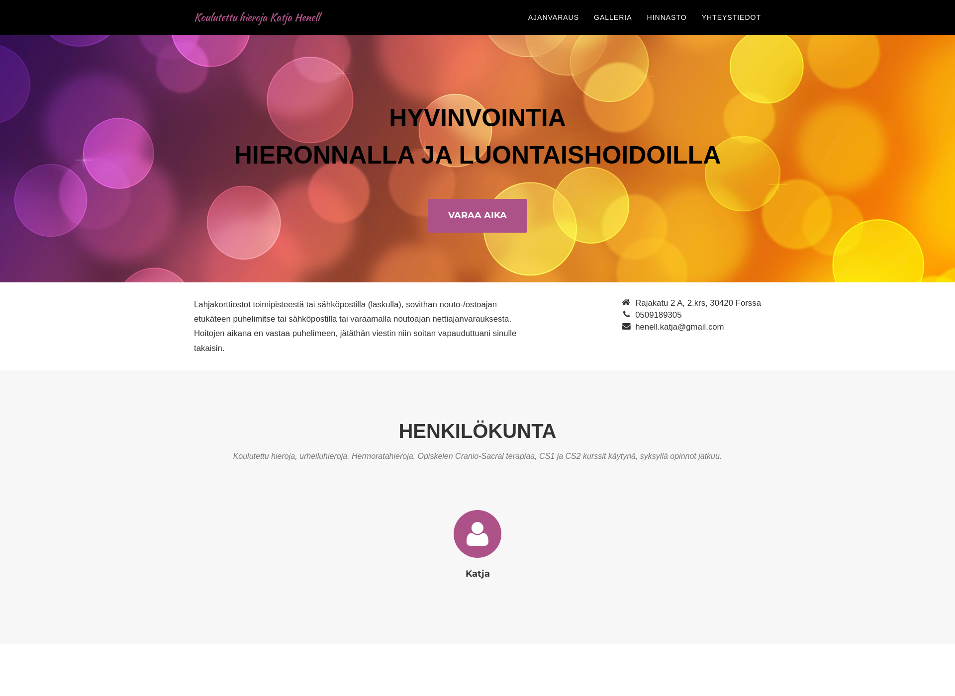 Skärmdump för katjahenell.fi