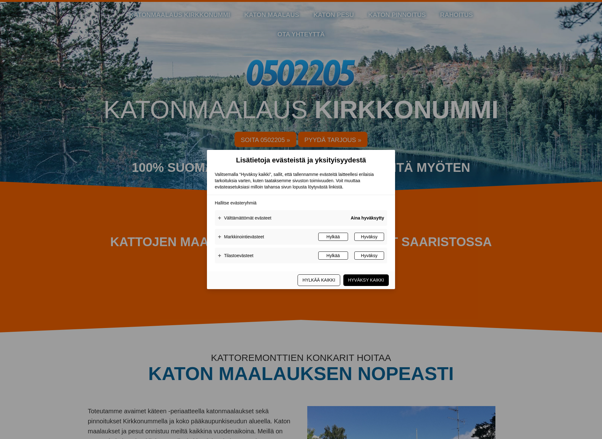 Screenshot for katonmaalauskirkkonummi.fi
