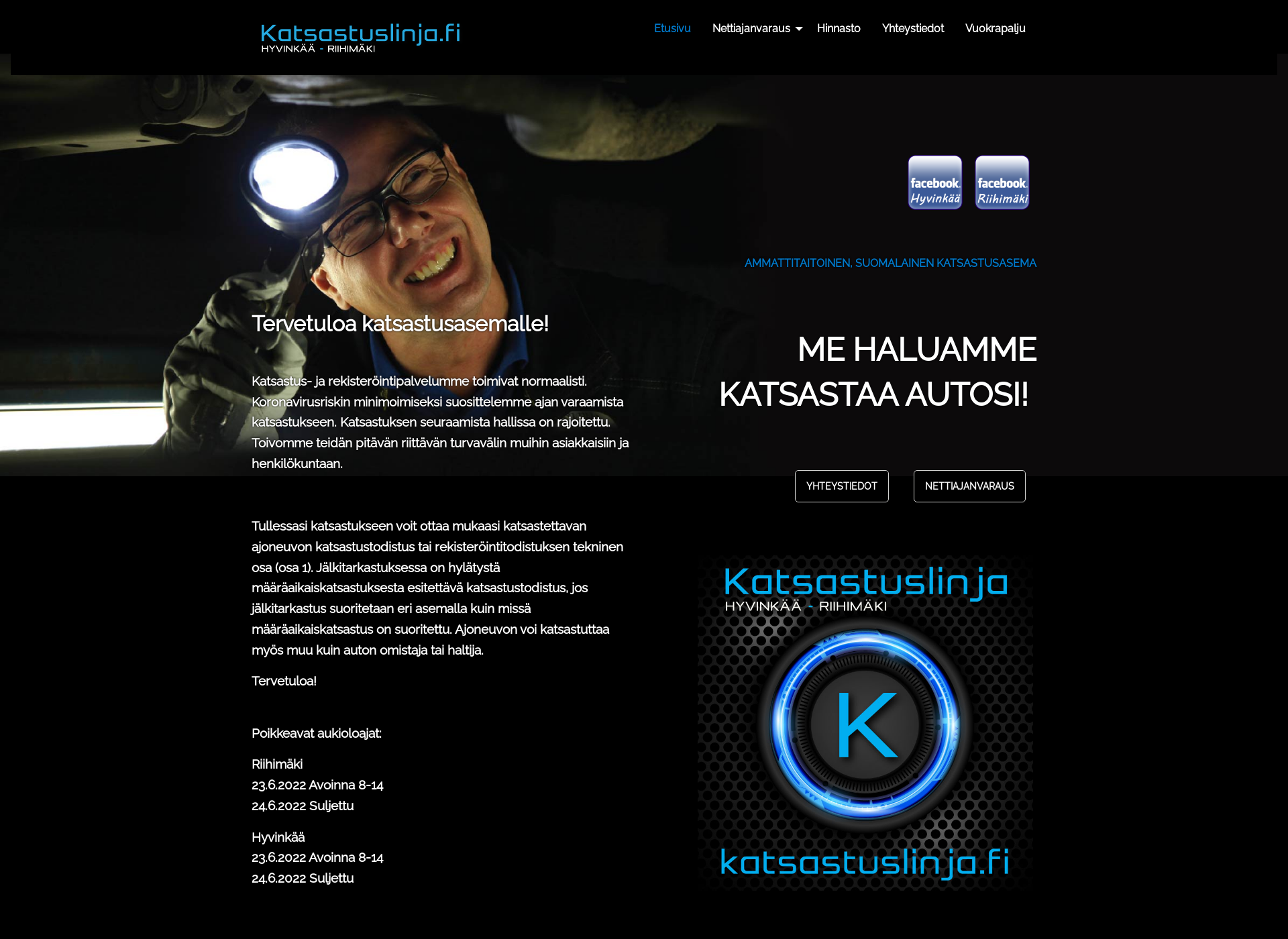 Skärmdump för katsastuslinja.fi