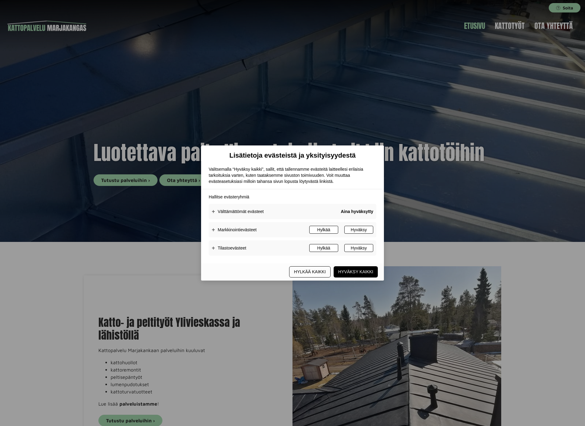 Screenshot for kattopalvelumarjakangas.fi