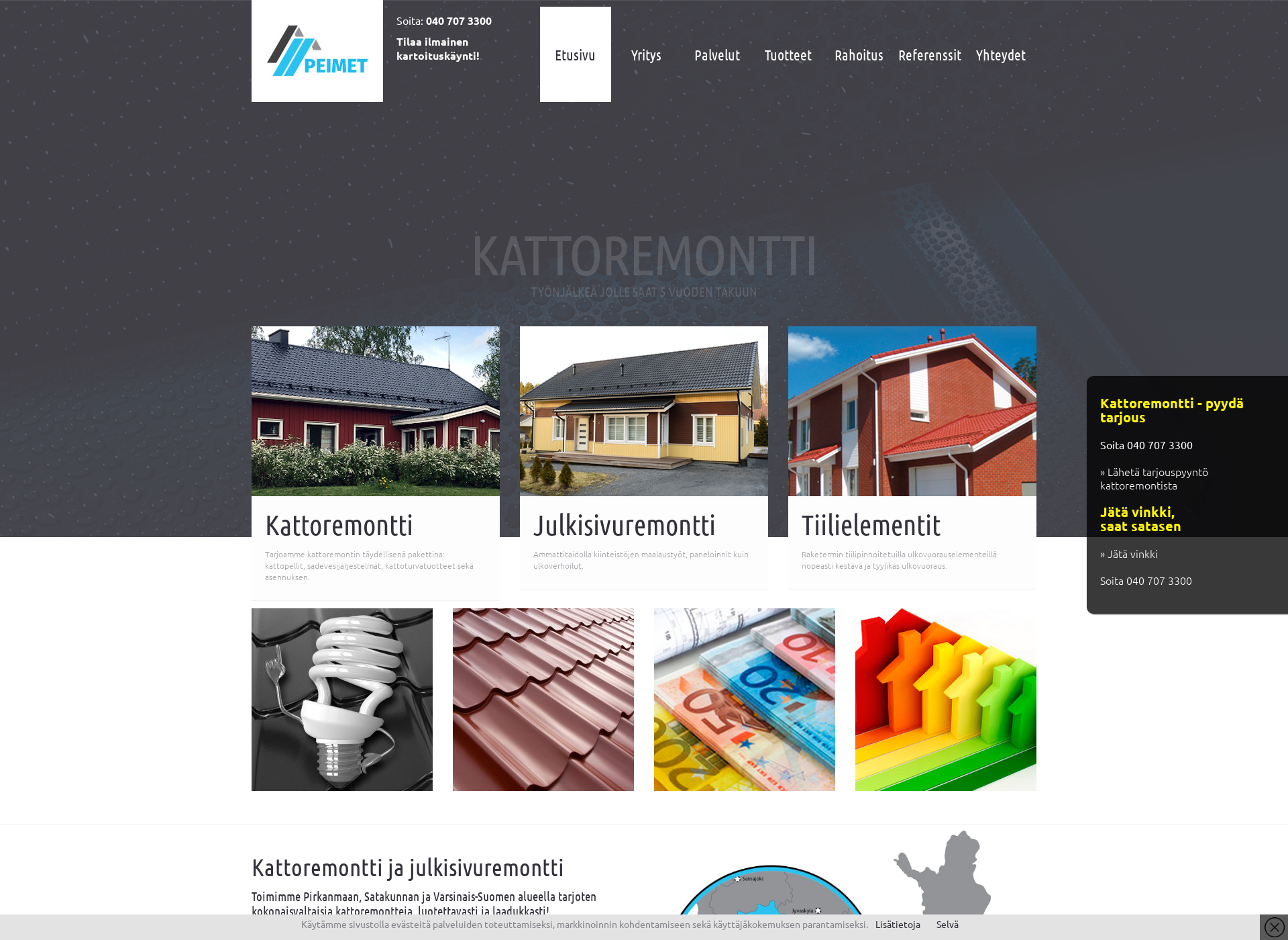 Skärmdump för kattoremonti.fi