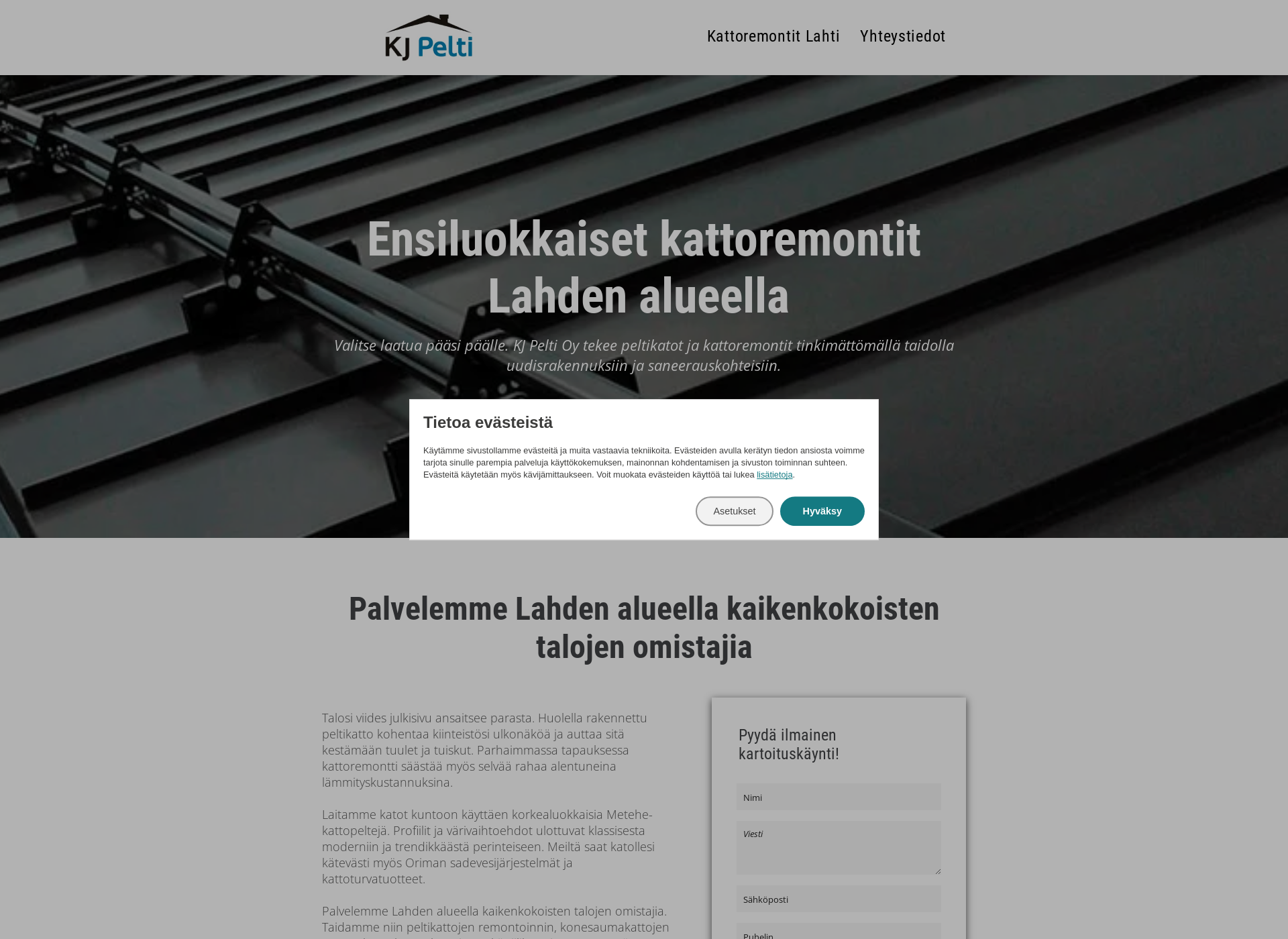 Skärmdump för kattoremontit-lahti.fi