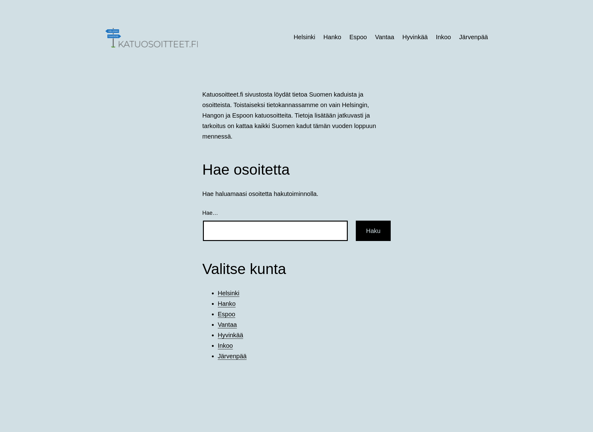 Screenshot for katuosoitteet.fi