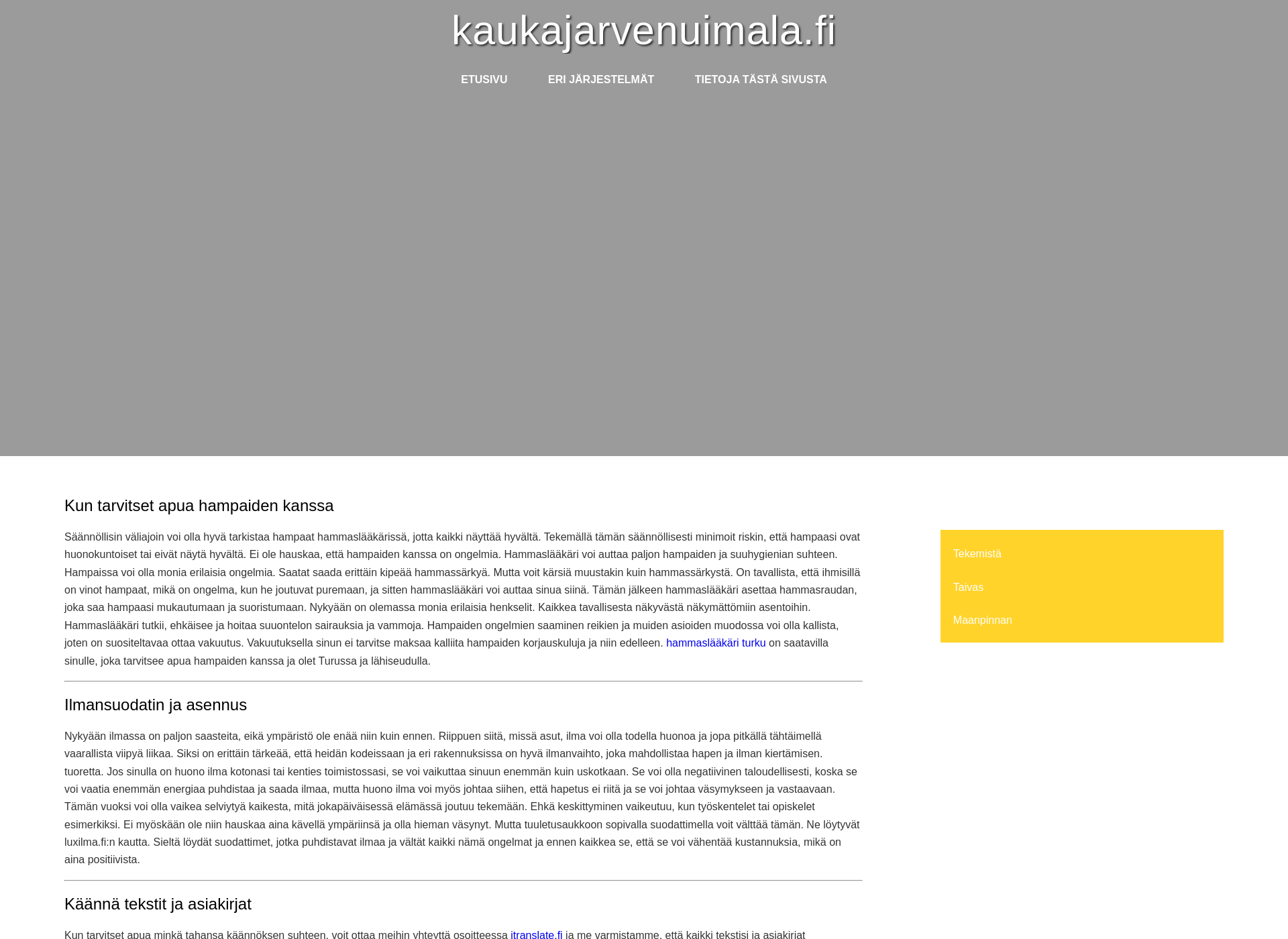 Skärmdump för kaukajarvenuimala.fi