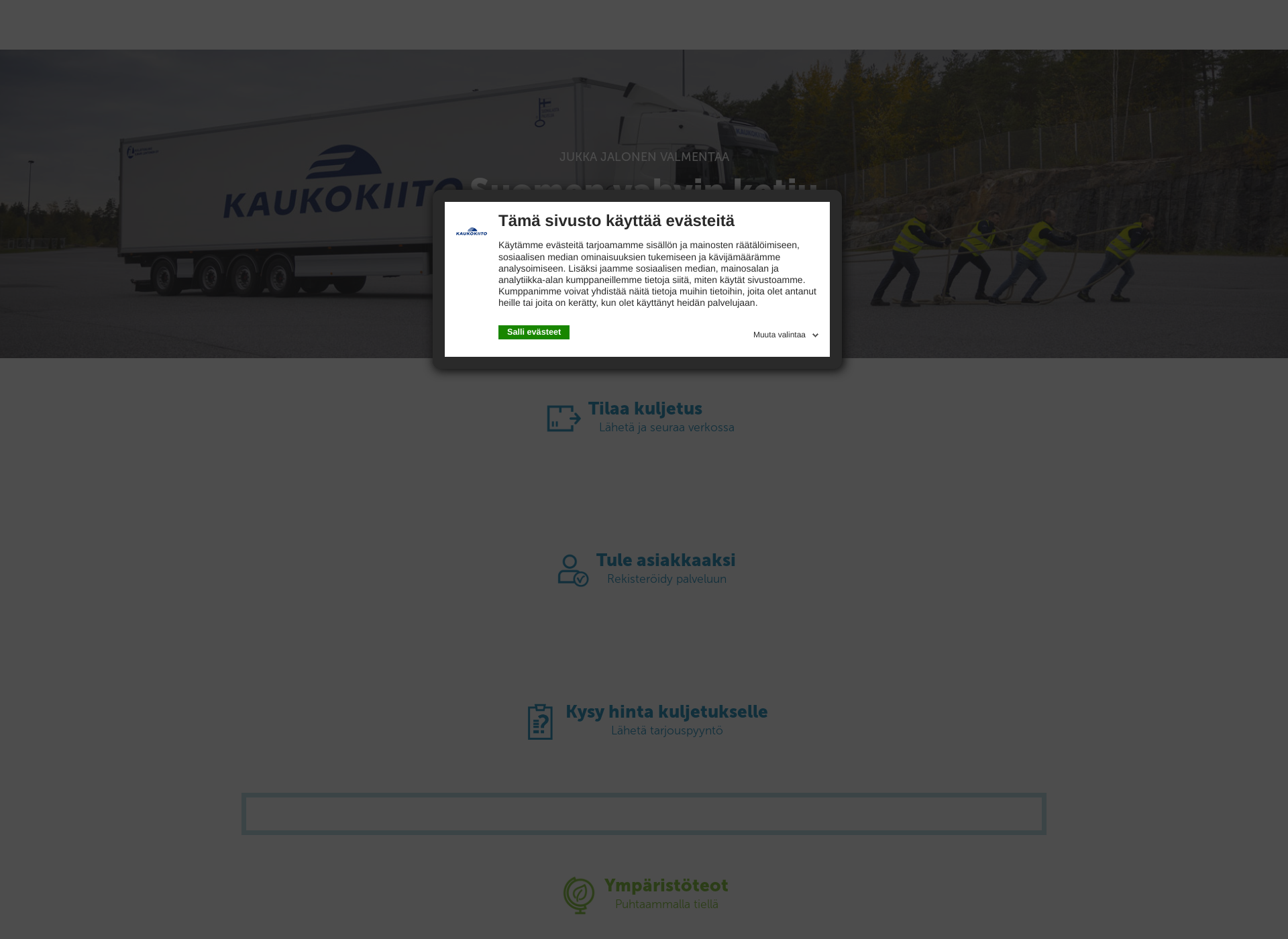 Skärmdump för kaukokiito.fi