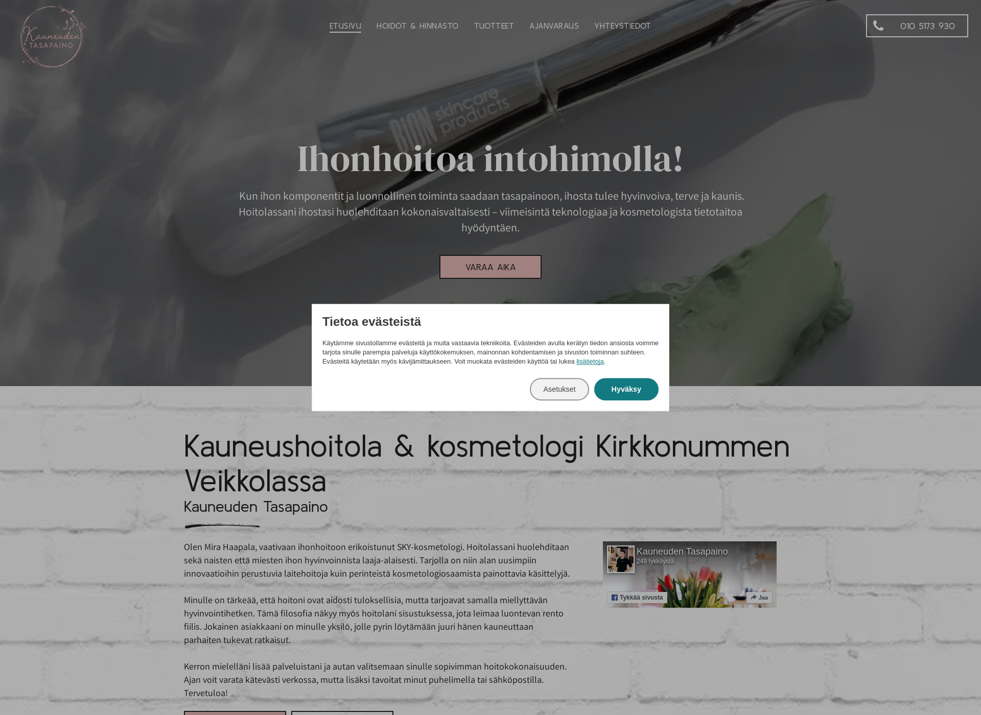 Skärmdump för kauneudentasapaino.fi
