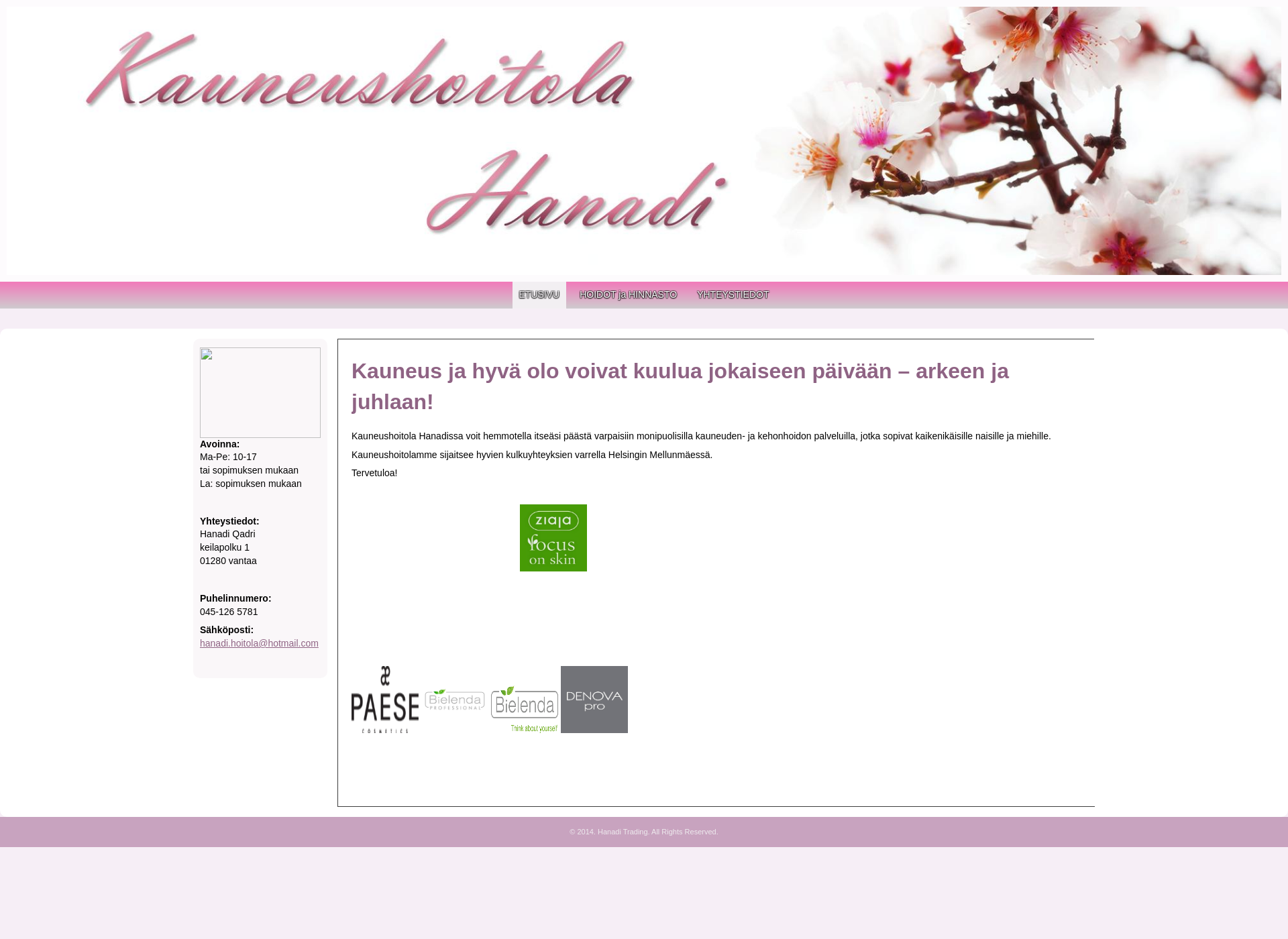 Screenshot for kauneushoitolahanadi.fi