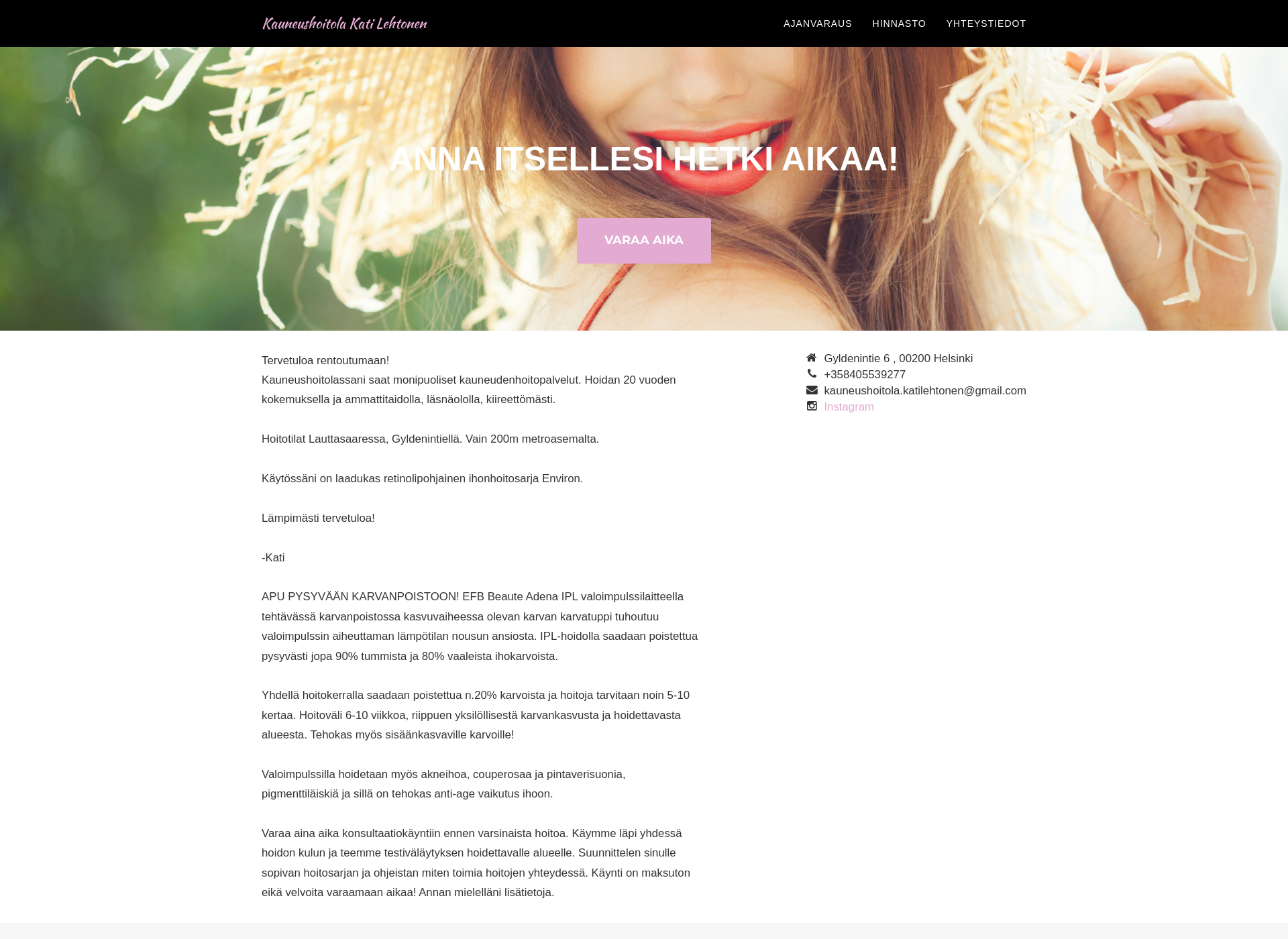 Screenshot for kauneushoitolakatilehtonen.fi