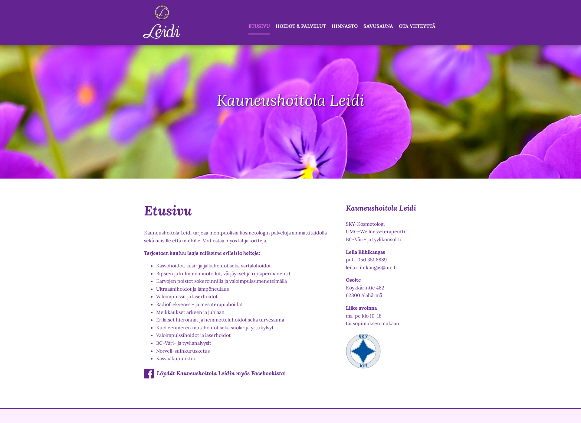 Screenshot for kauneushoitolaleidi.fi