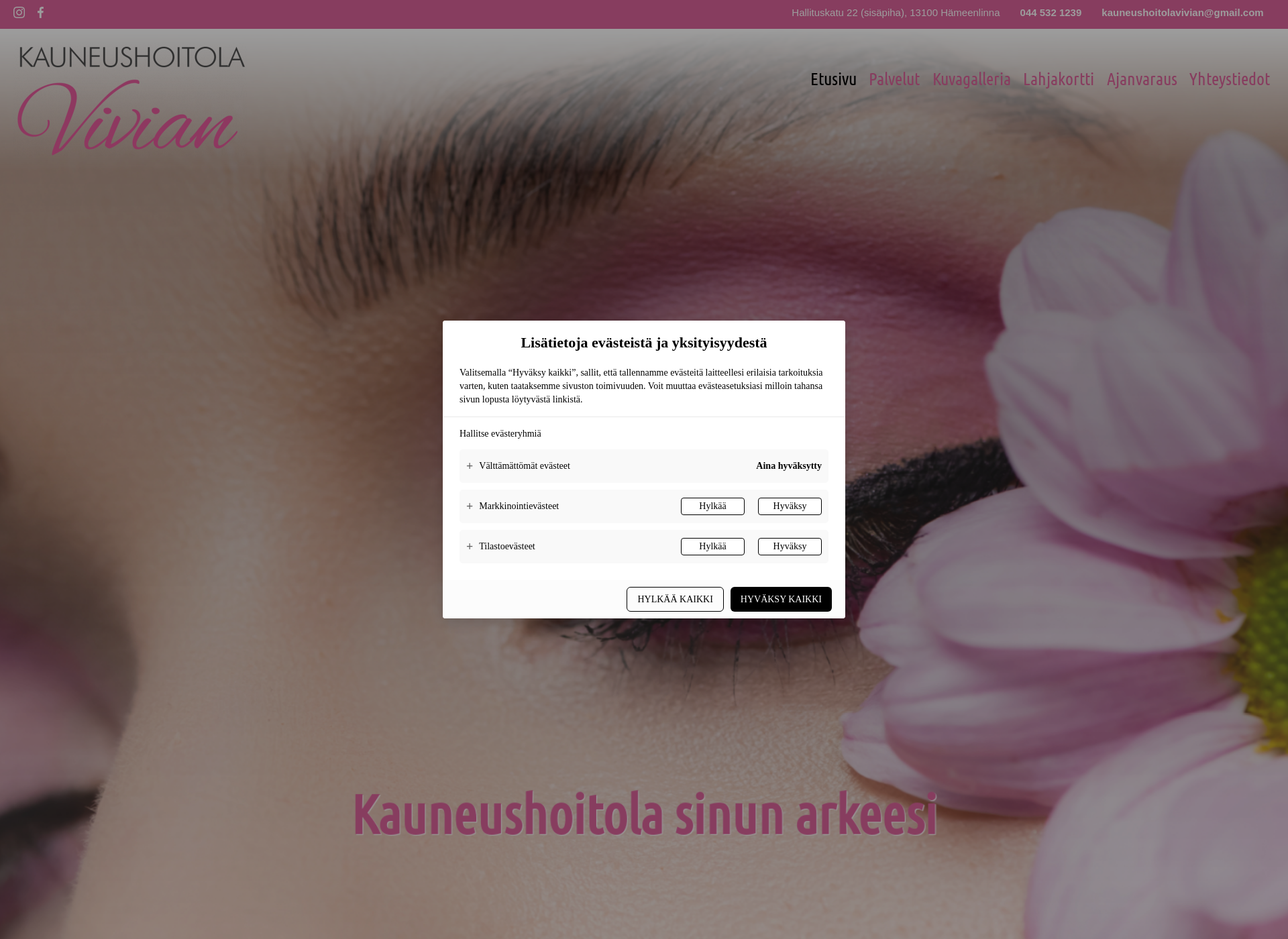 Screenshot for kauneushoitolavivian.fi