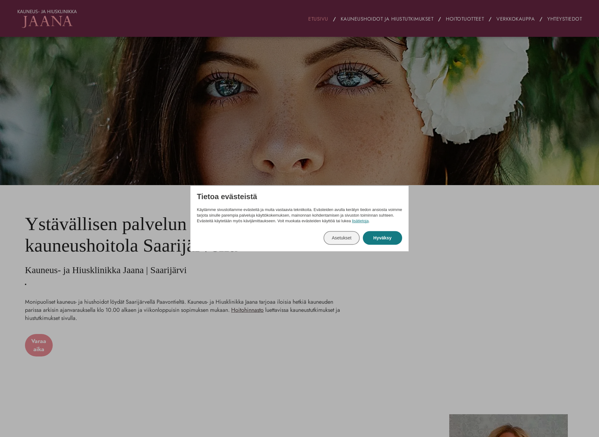 Skärmdump för kauneusjahiusklinikka.fi