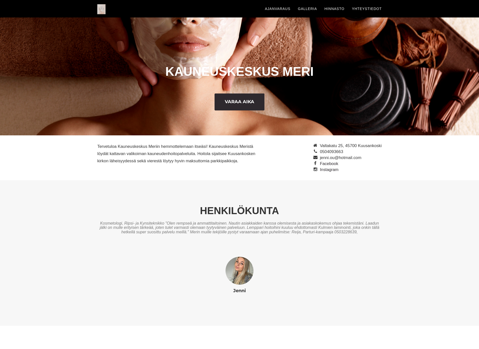 Screenshot for kauneuskeskusmeri.fi