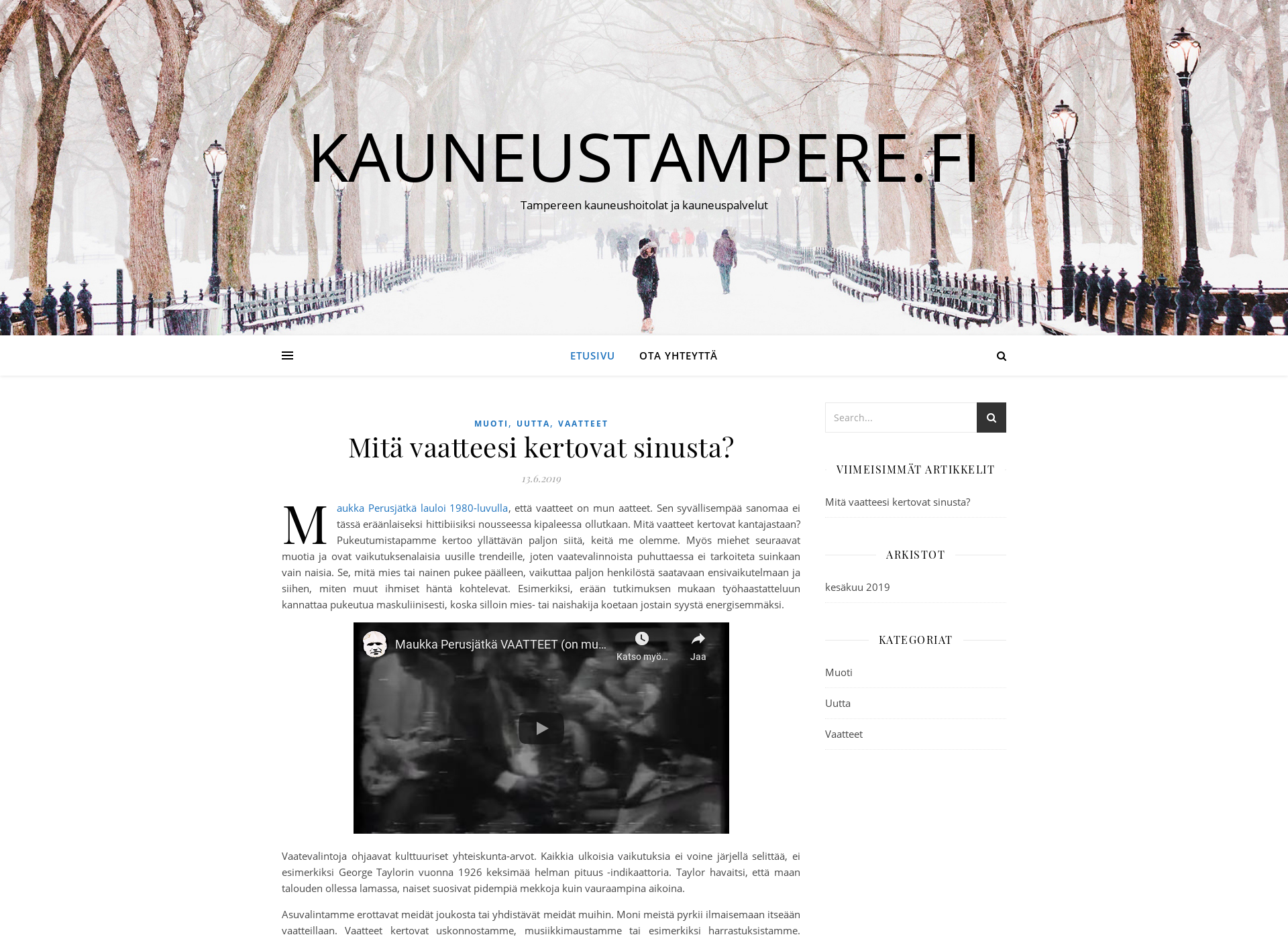 Skärmdump för kauneustampere.fi