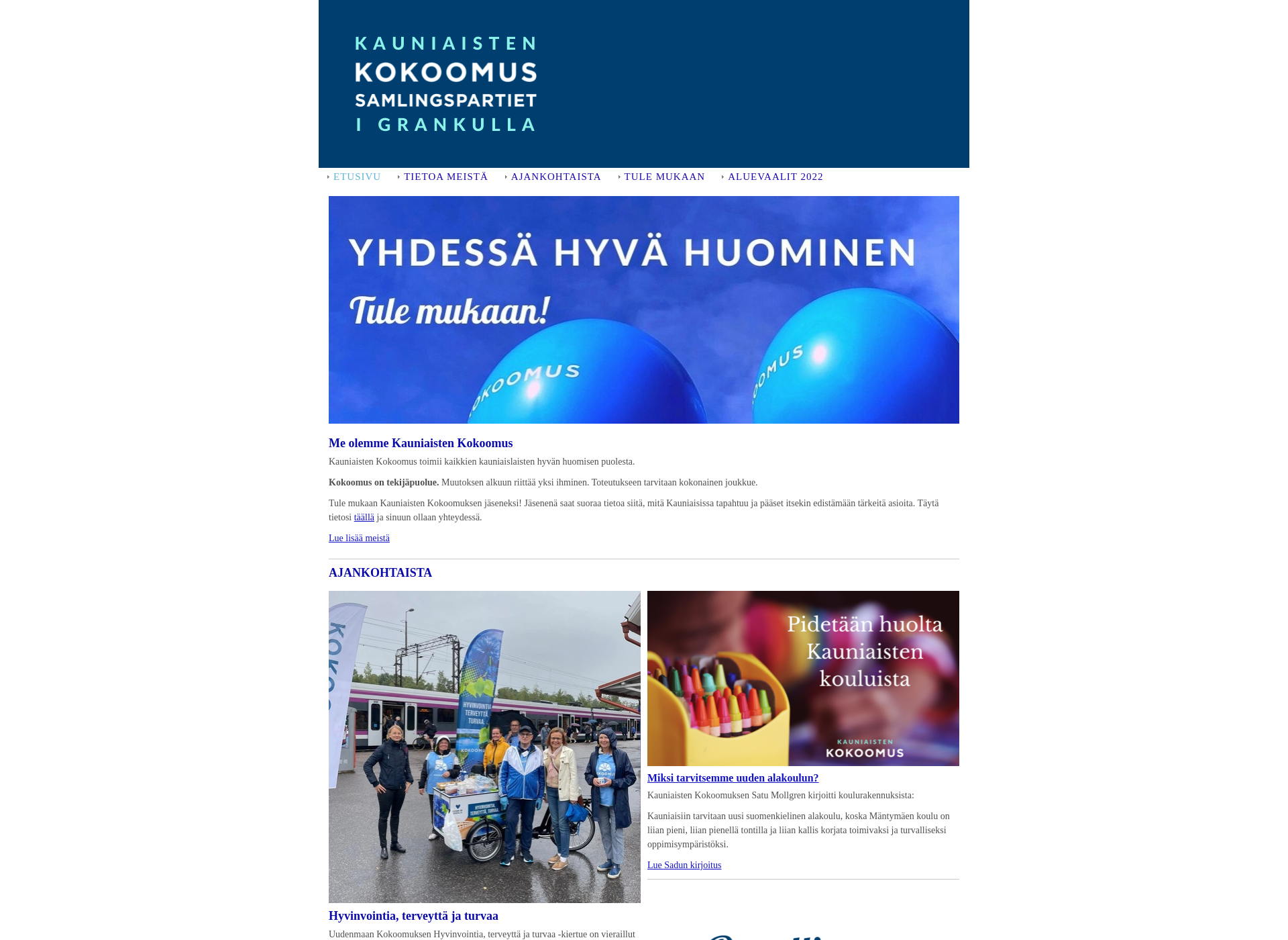 Skärmdump för kauniaistenkokoomus.fi