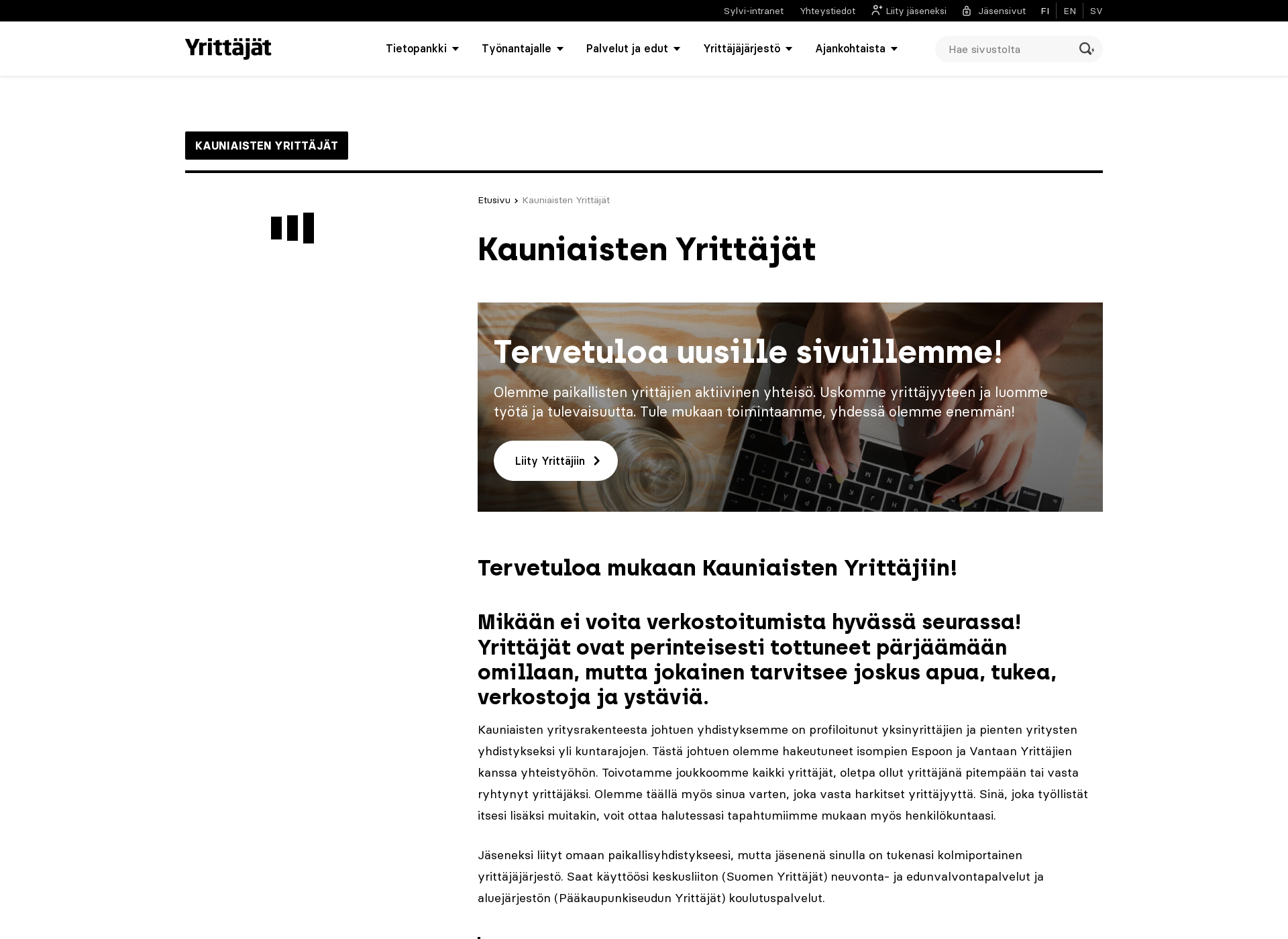 Screenshot for kauniaistenyrittajat.fi