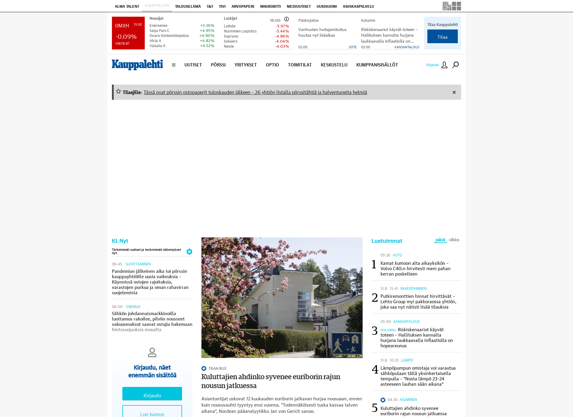 Screenshot for kaupalehti.fi