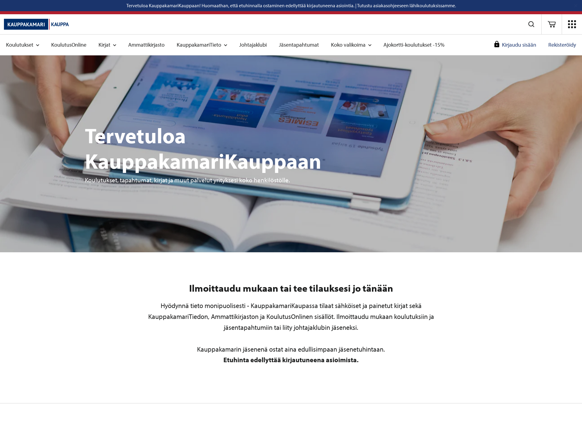 Screenshot for kauppakamarinkoulutus.fi