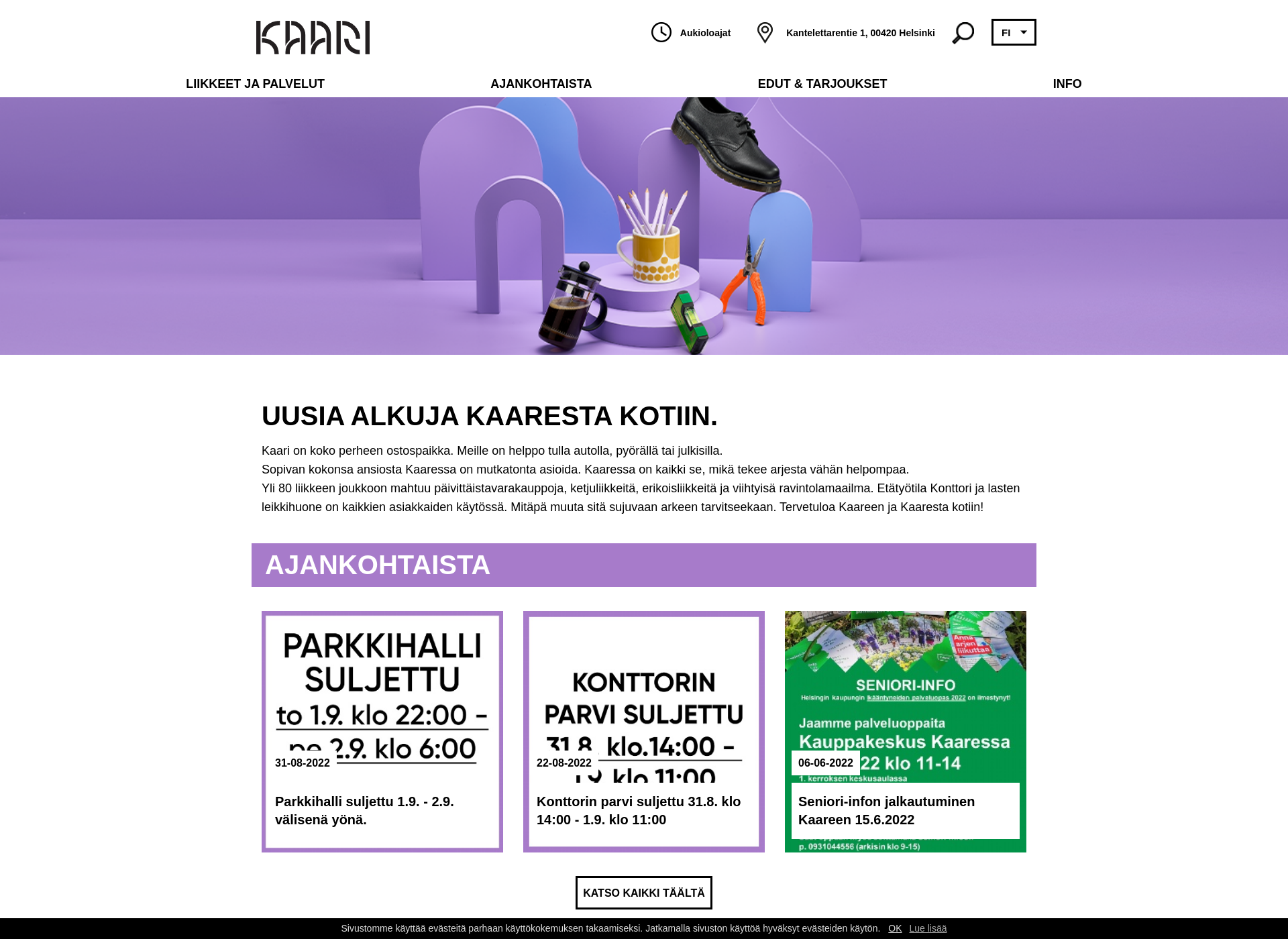 Skärmdump för kauppakeskuskaari.fi
