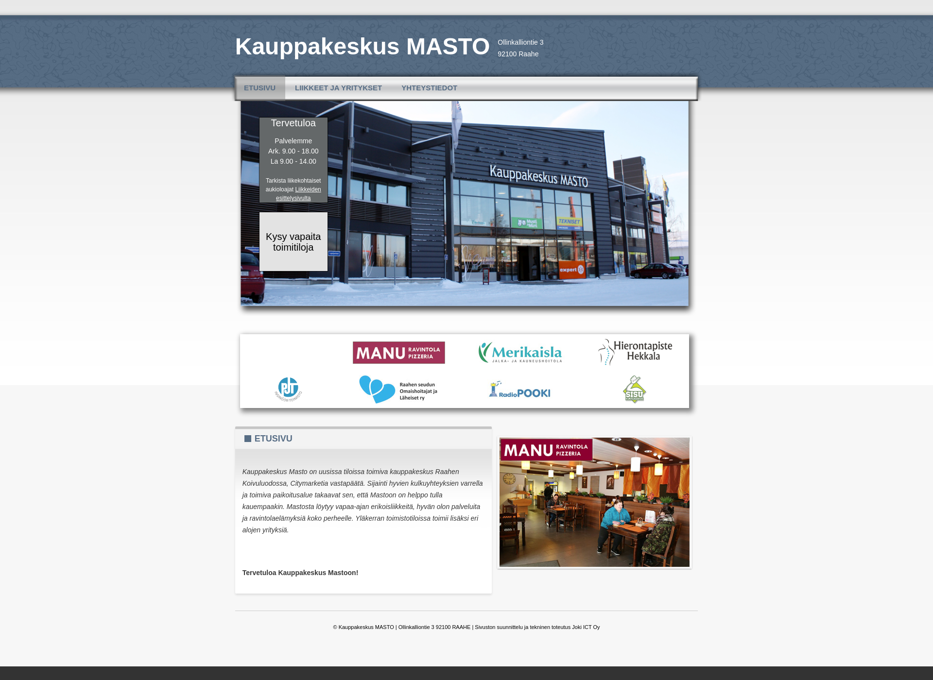 Skärmdump för kauppakeskusmasto.fi