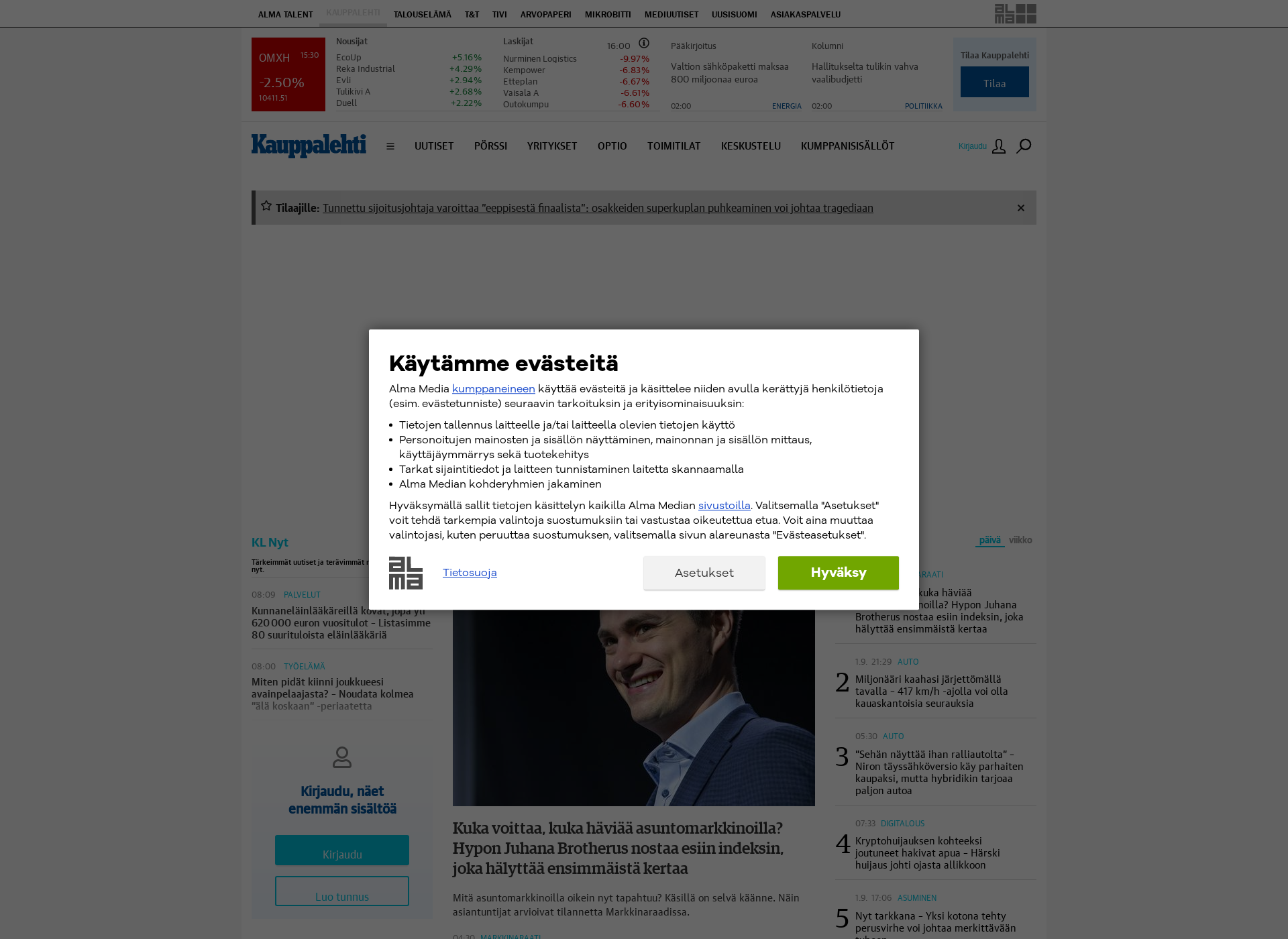 Näyttökuva kauppalehti.fi