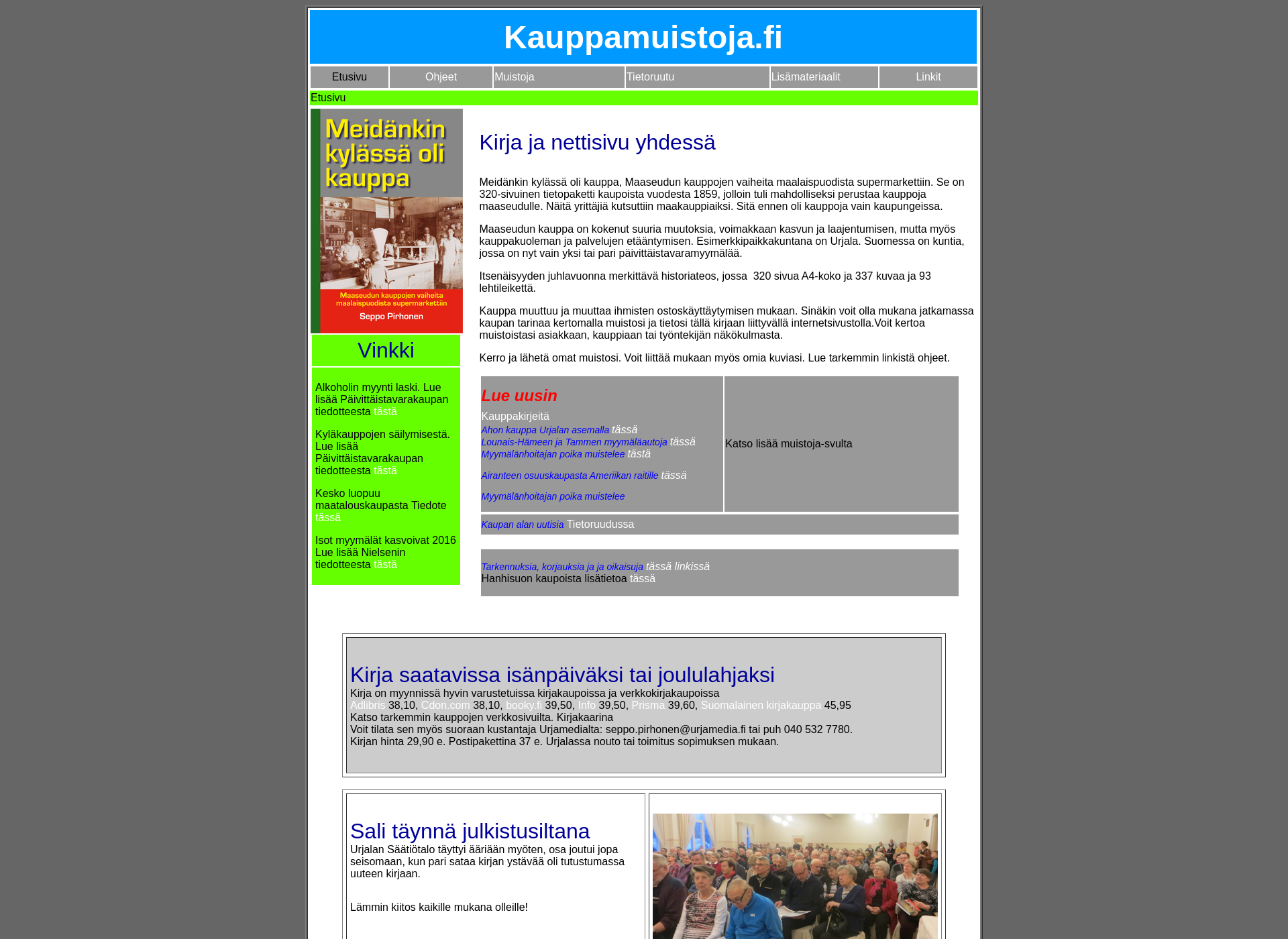 Skärmdump för kauppamuistoja.fi