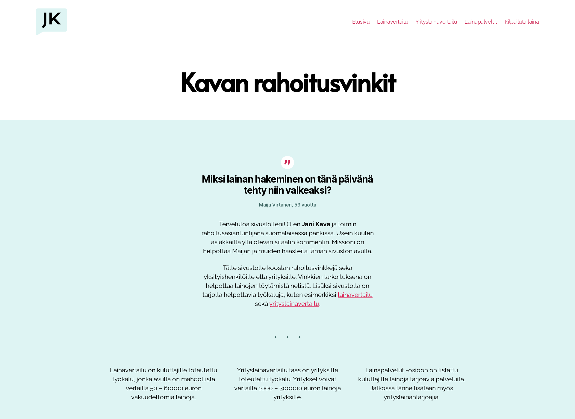 Screenshot for kava.fi