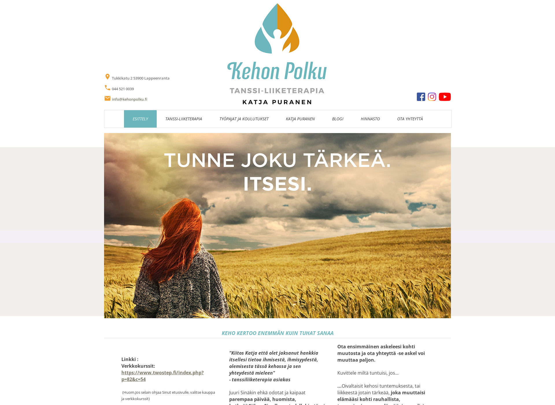 Skärmdump för kehonpolku.fi