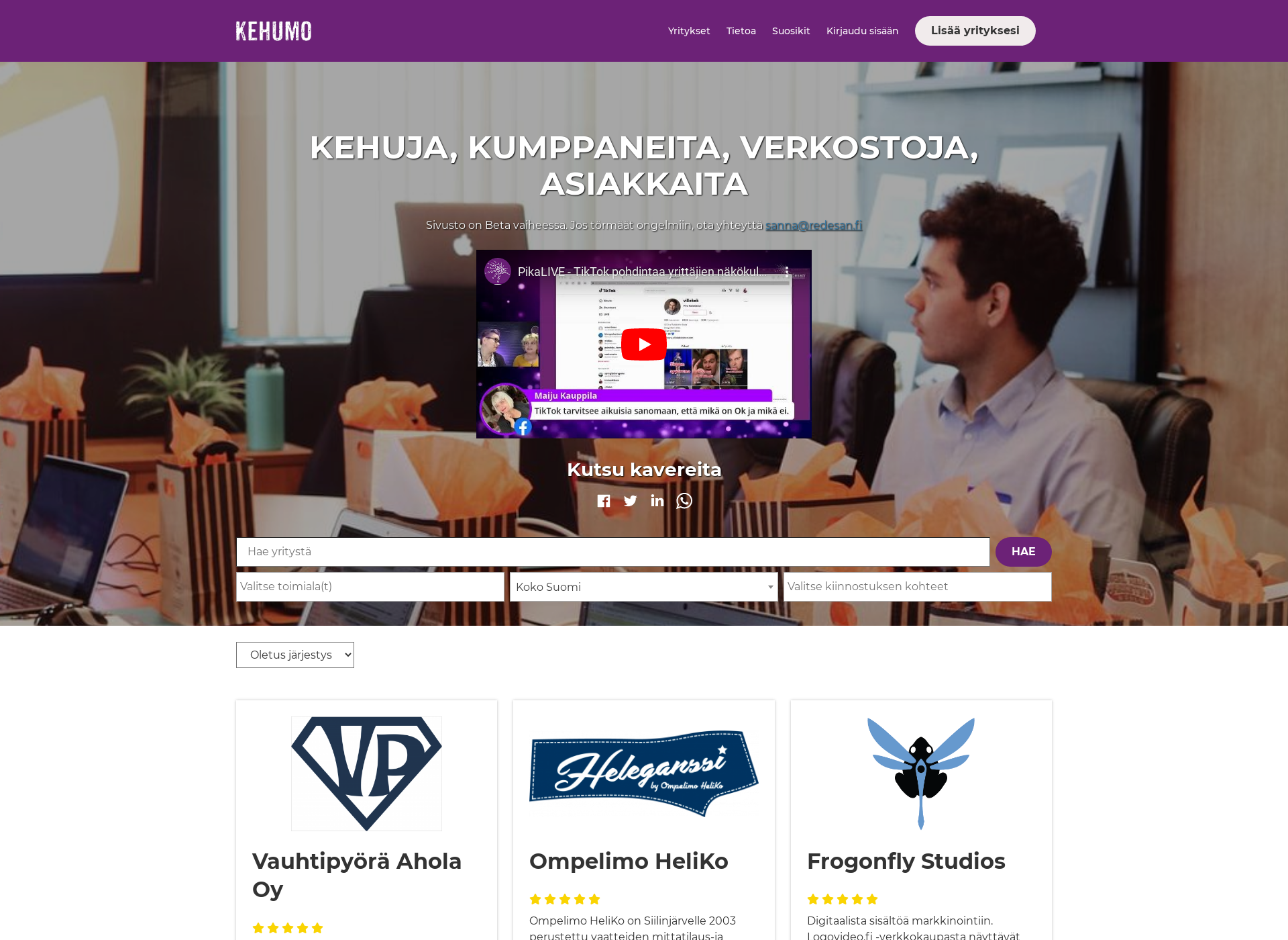 Screenshot for kehumo.fi