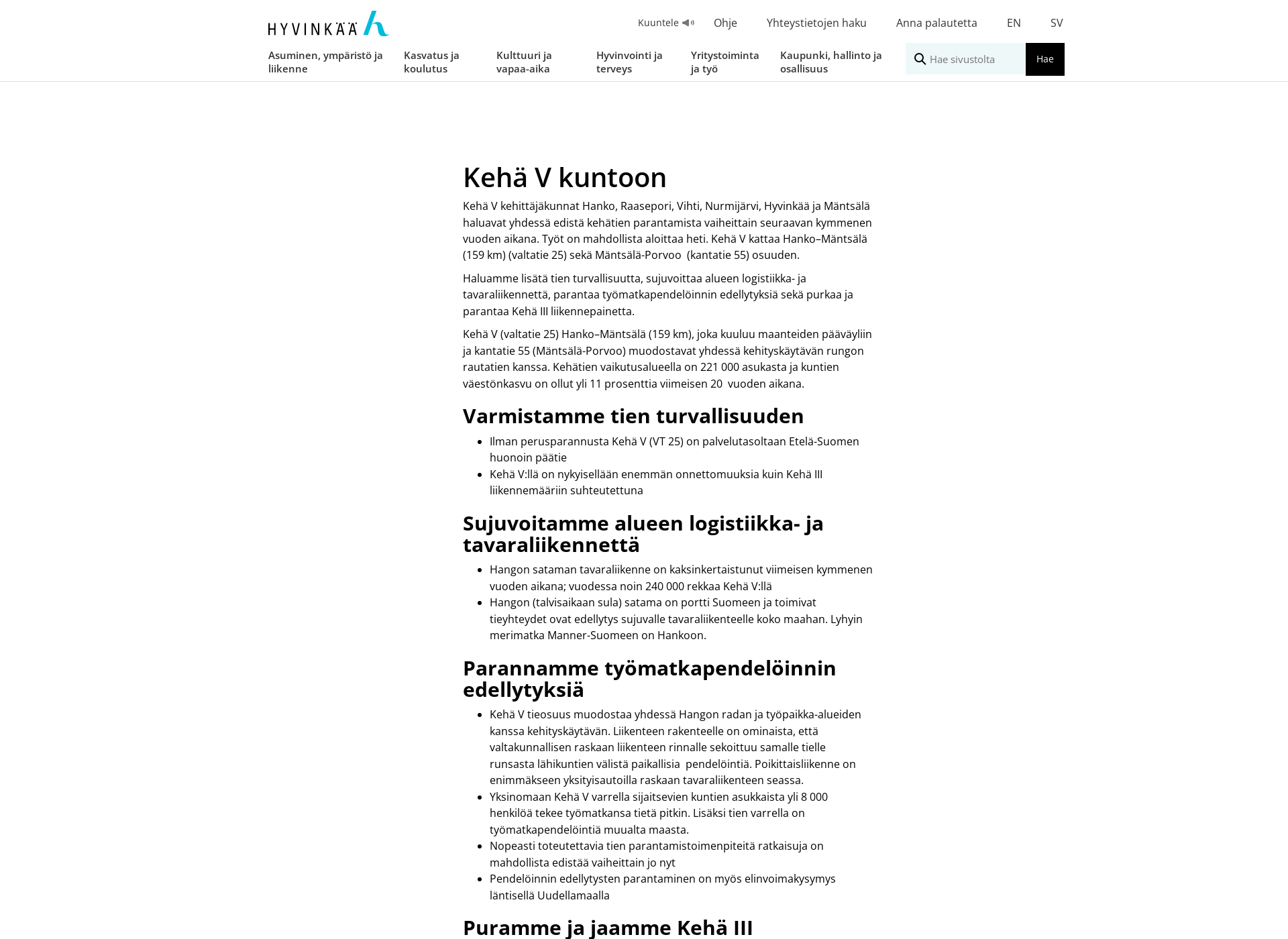 Screenshot for kehäviisi.fi