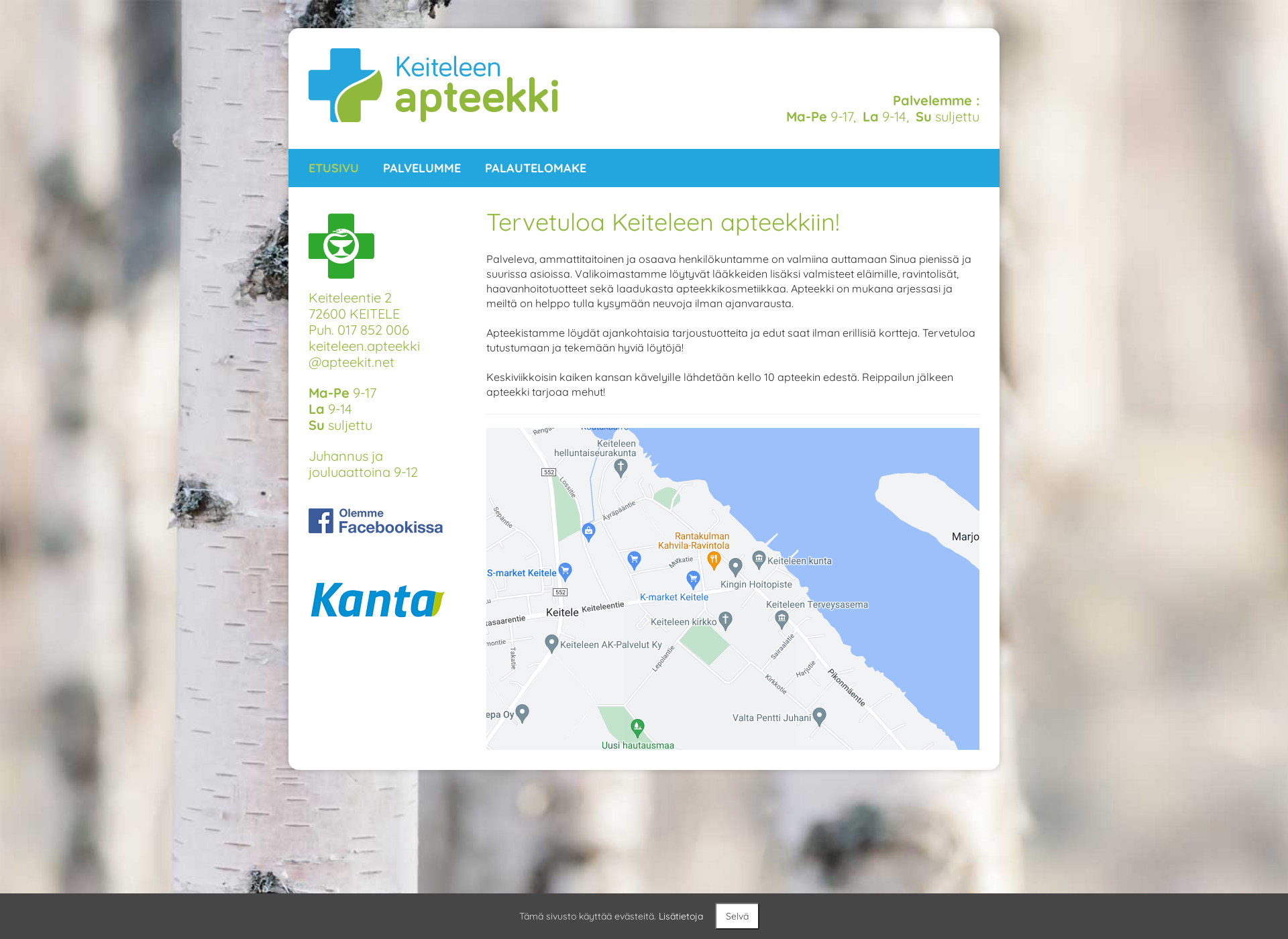 Skärmdump för keiteleenapteekki.fi
