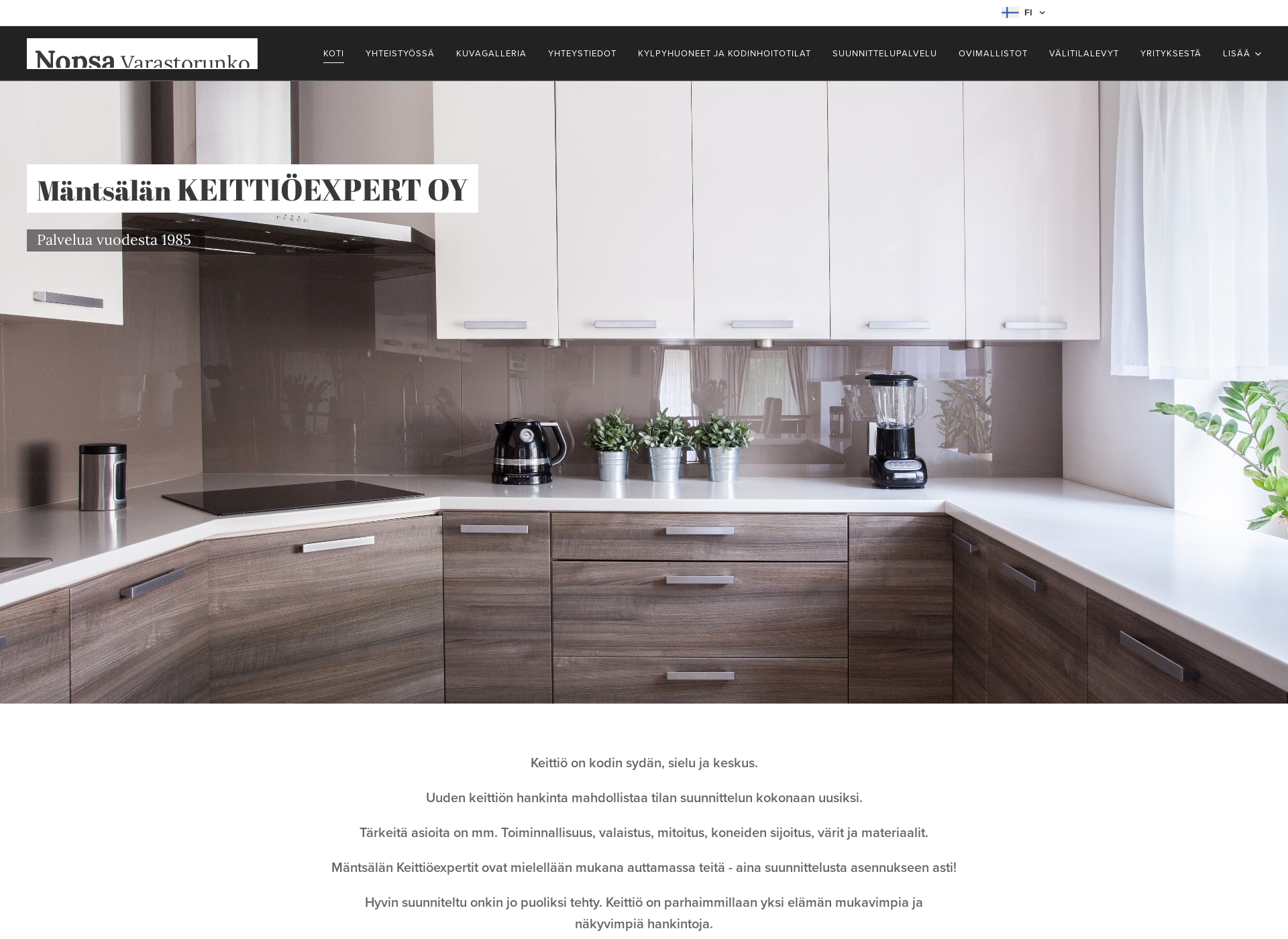 Skärmdump för keittioexpert.fi