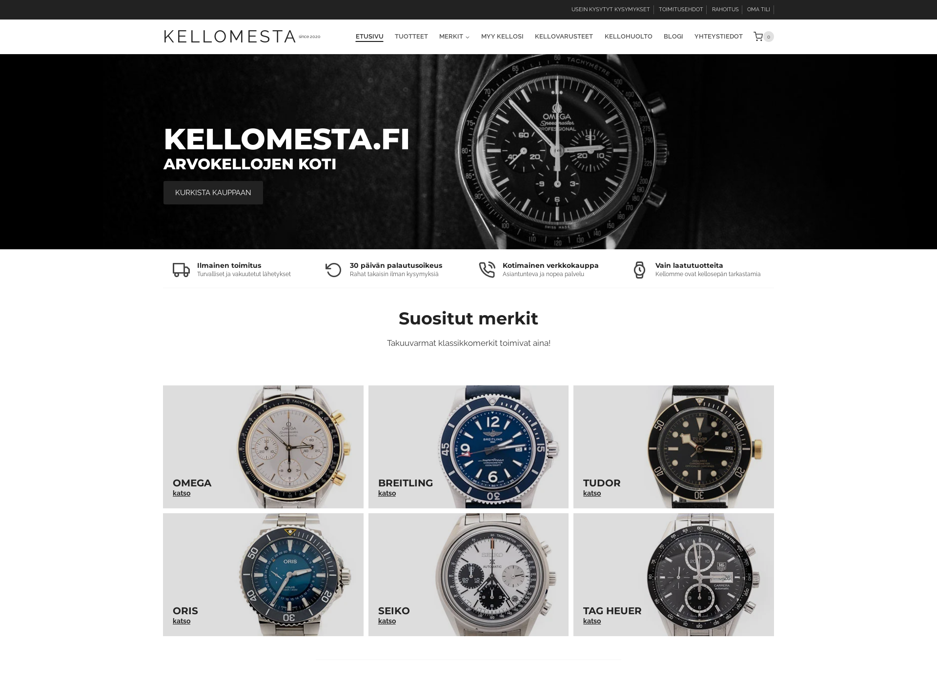 Skärmdump för kellomesta.fi