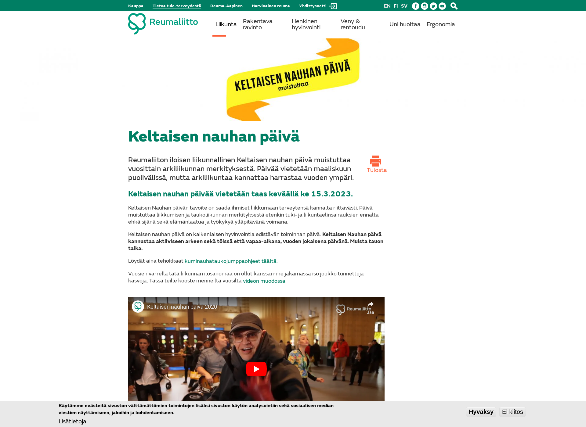Skärmdump för keltaisennauhanpaiva.fi