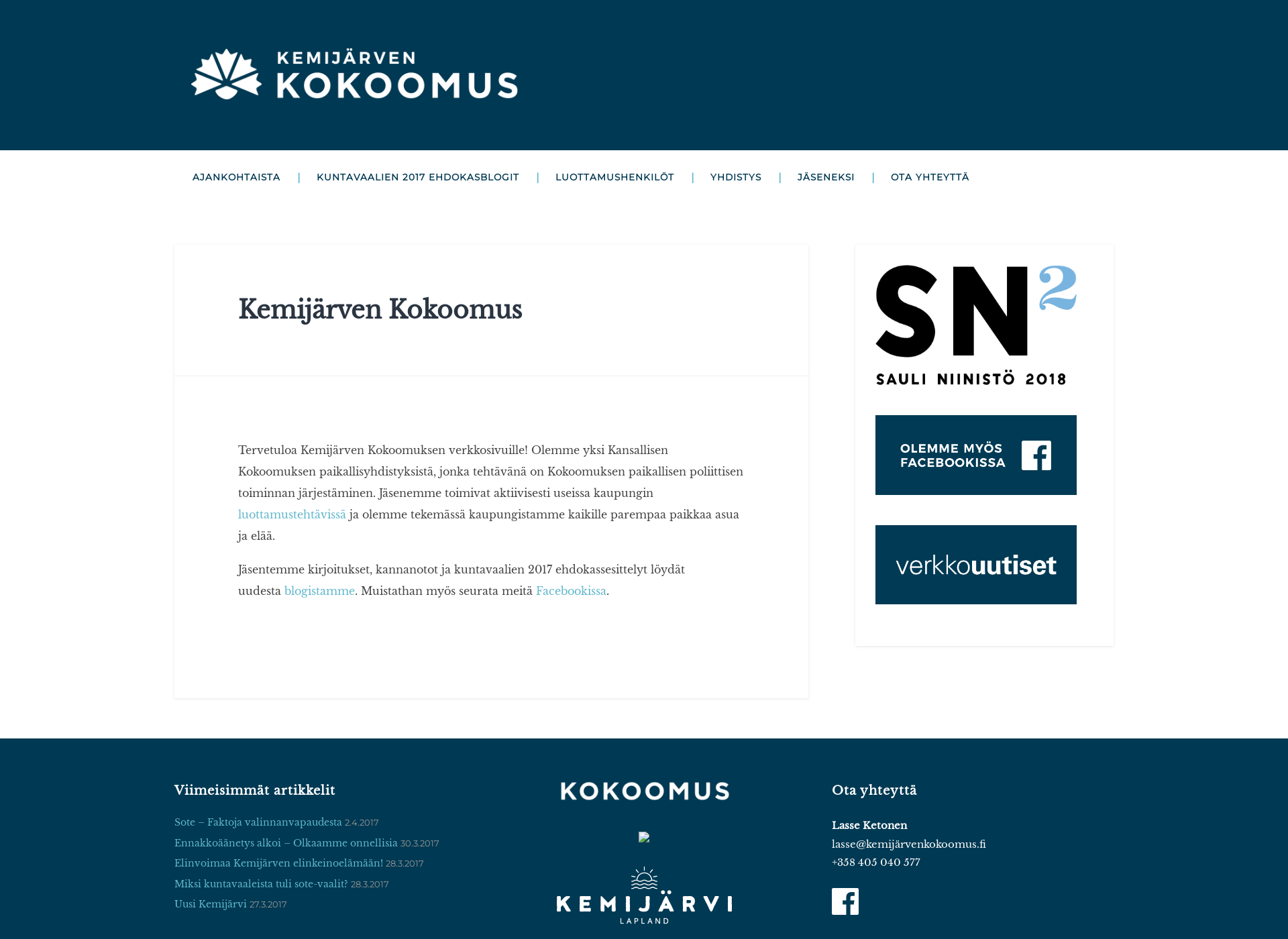 Screenshot for kemijärvenkokoomus.fi