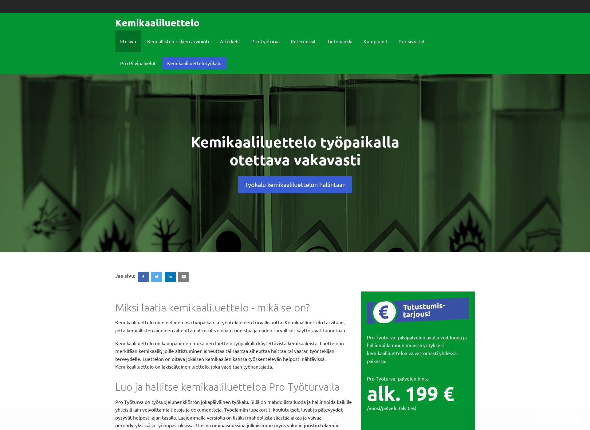 Skärmdump för kemikaaliluettelo.fi