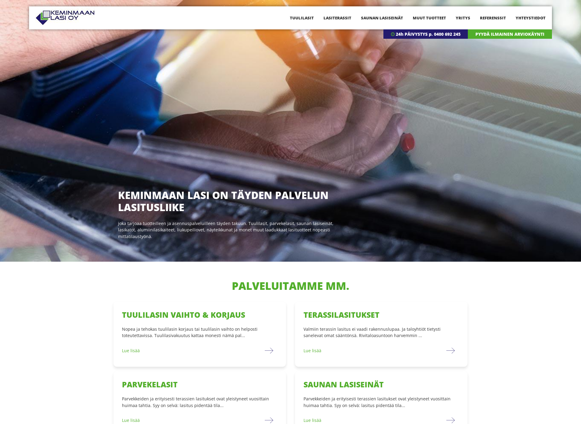 Skärmdump för keminmaanlasi.fi