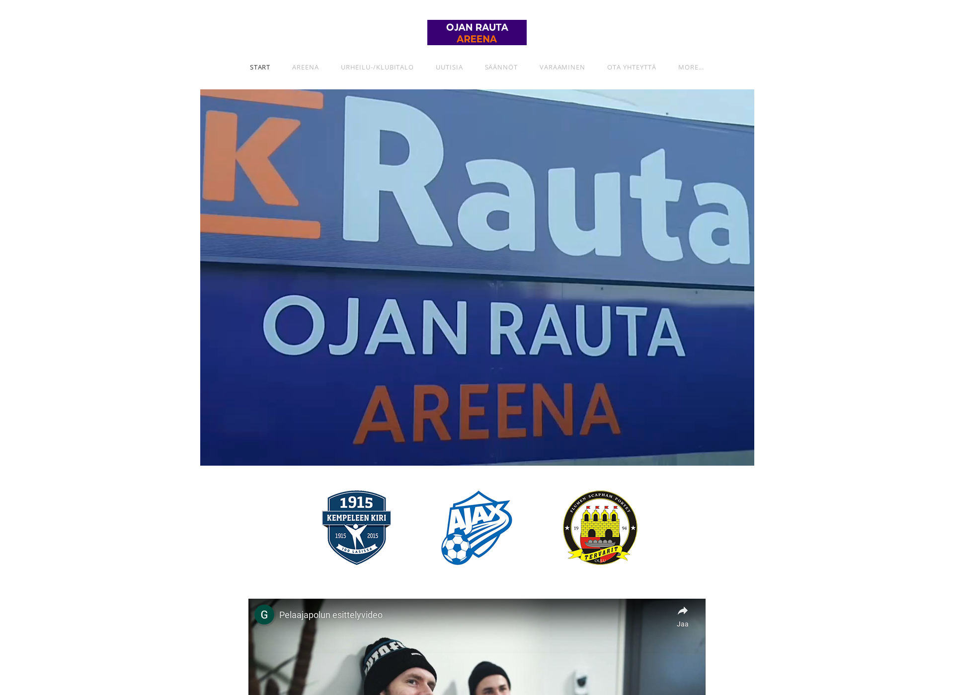 Skärmdump för kempeleareena.fi