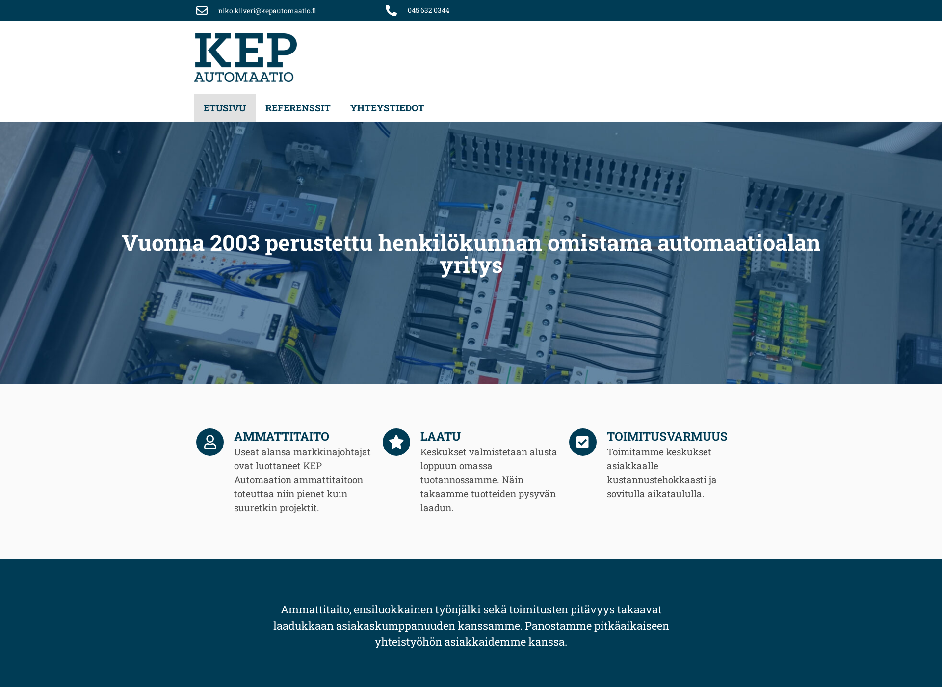 Skärmdump för kepautomaatio.fi