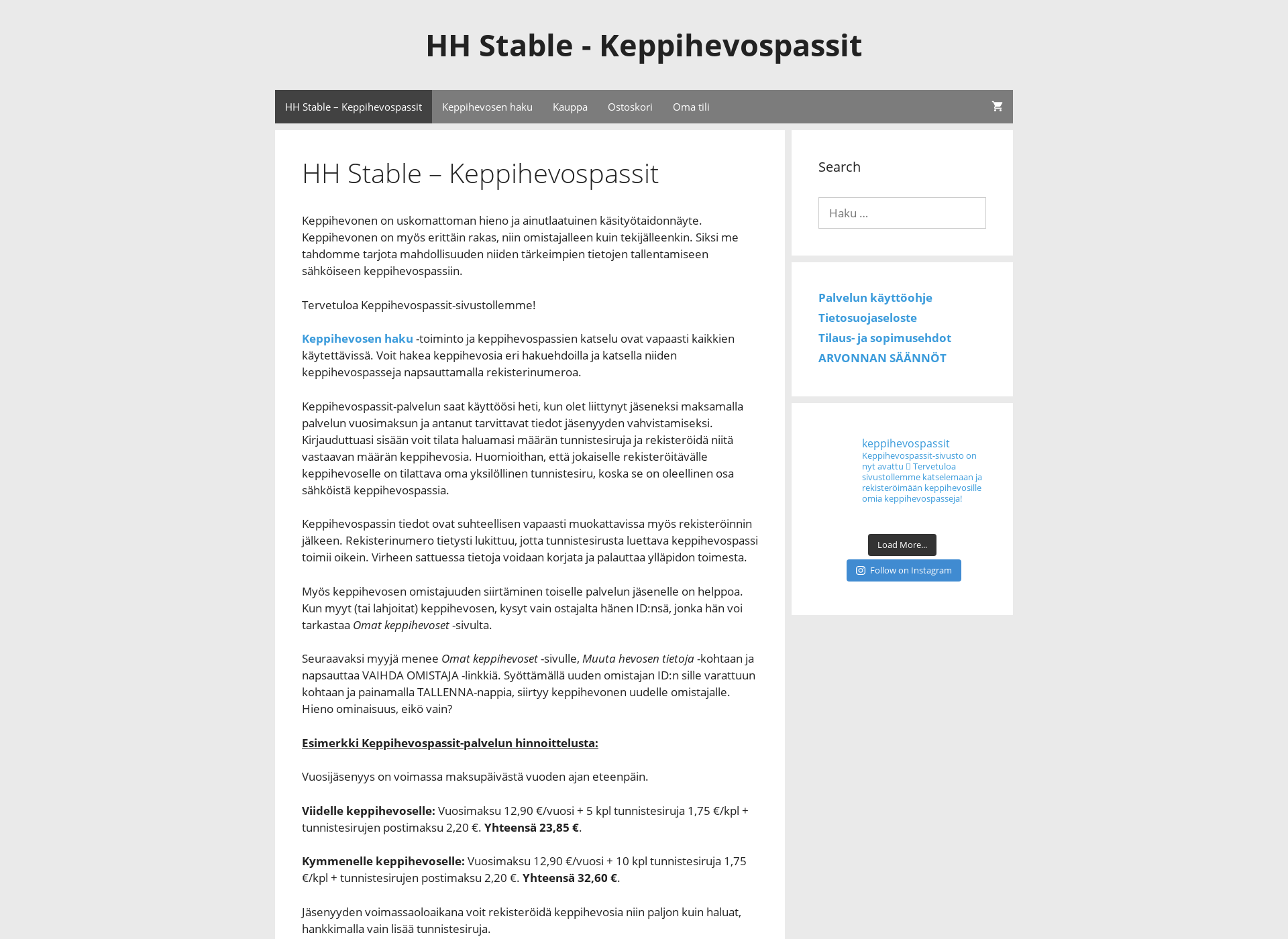 Skärmdump för kepparitalli.fi