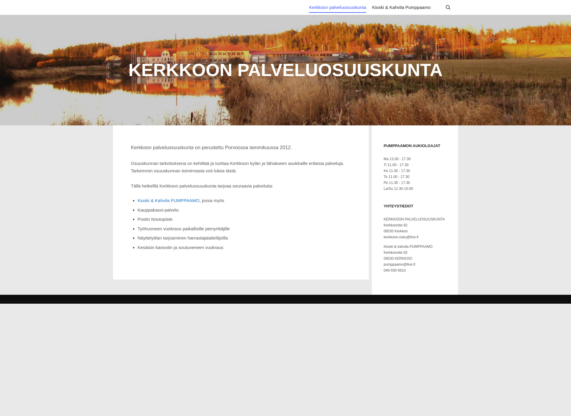 Näyttökuva kerkkoonpalveluosuuskunta.fi