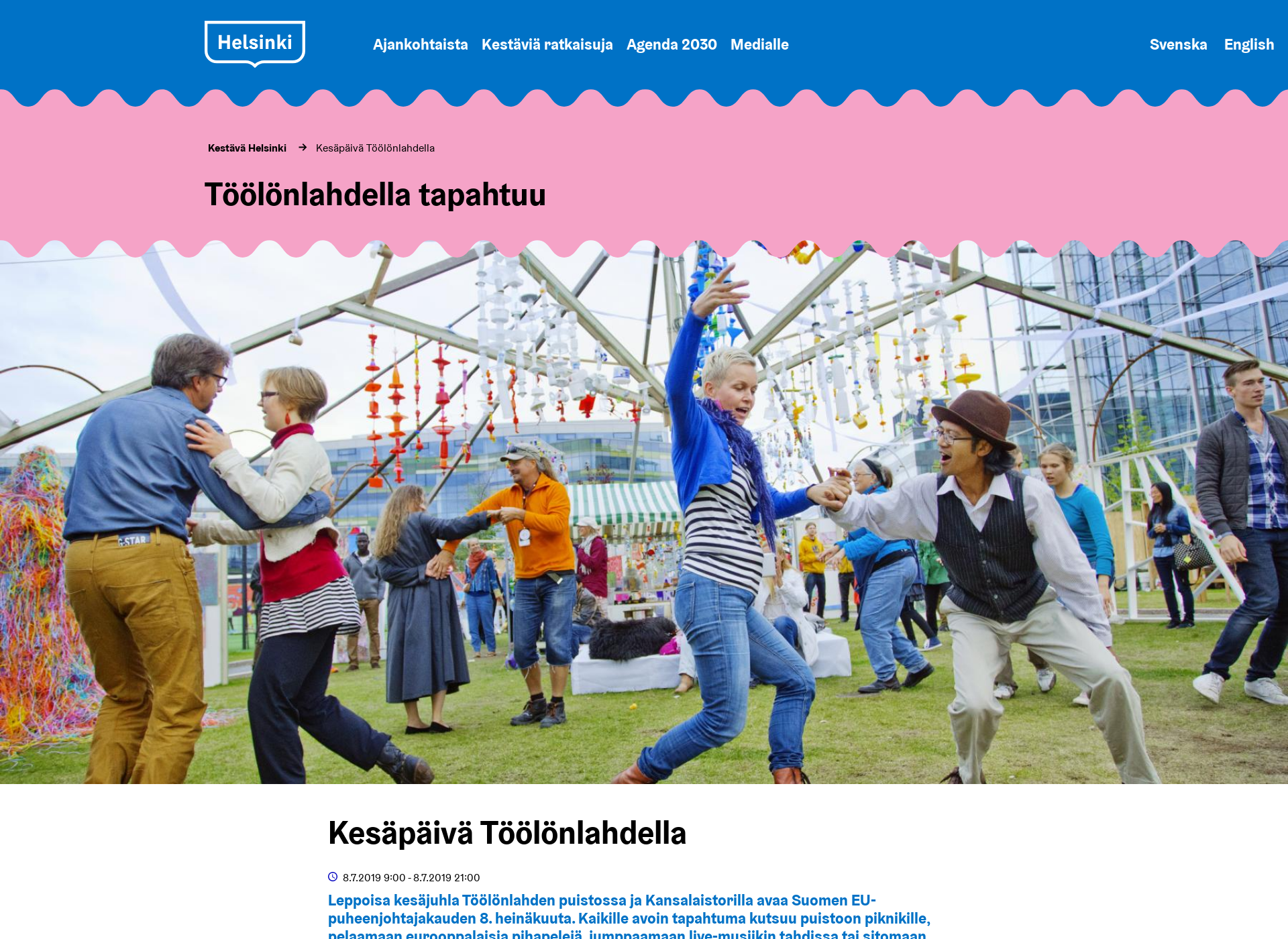 Skärmdump för kesapaiva.fi
