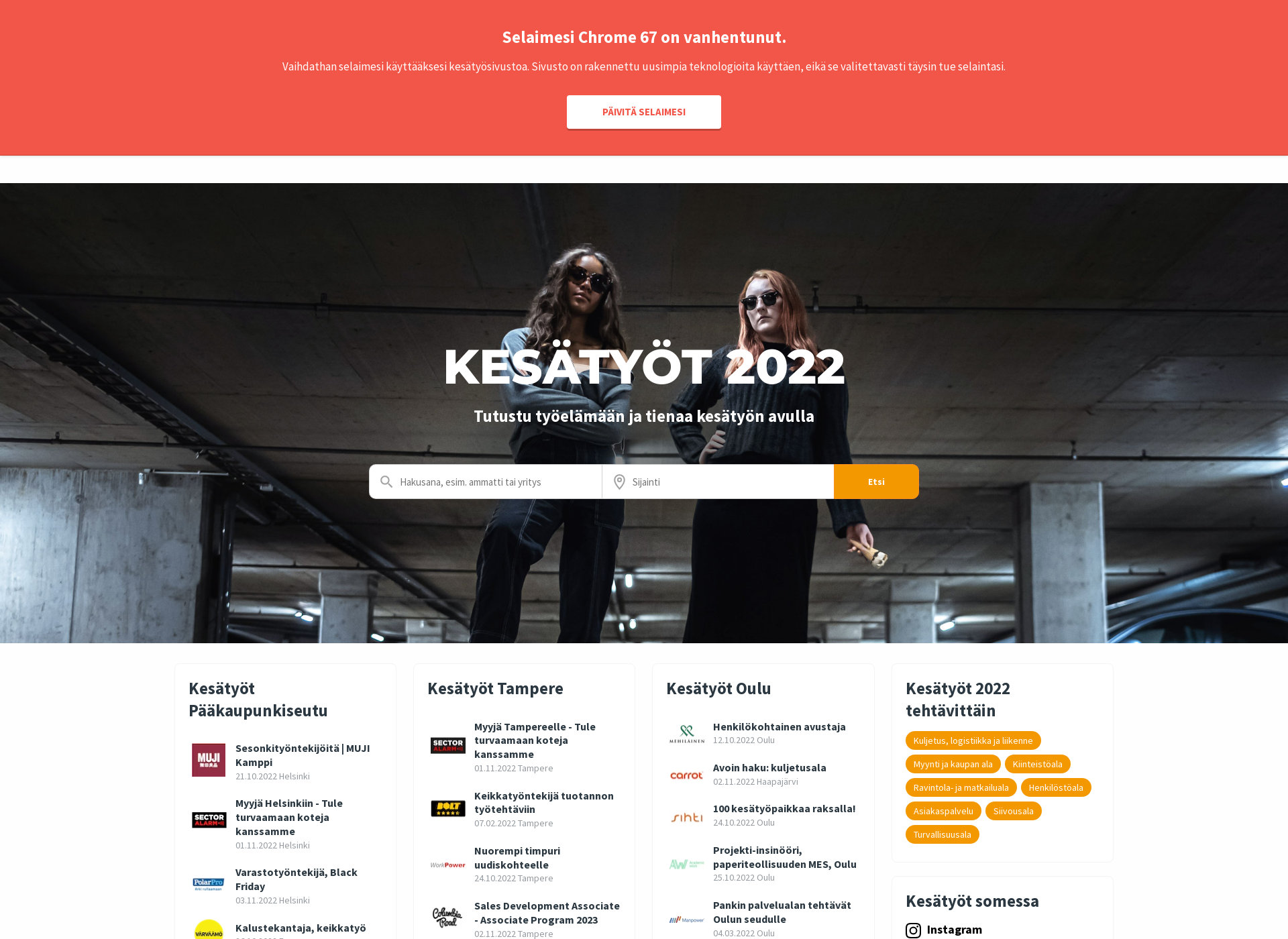 Screenshot for kesatyot.fi