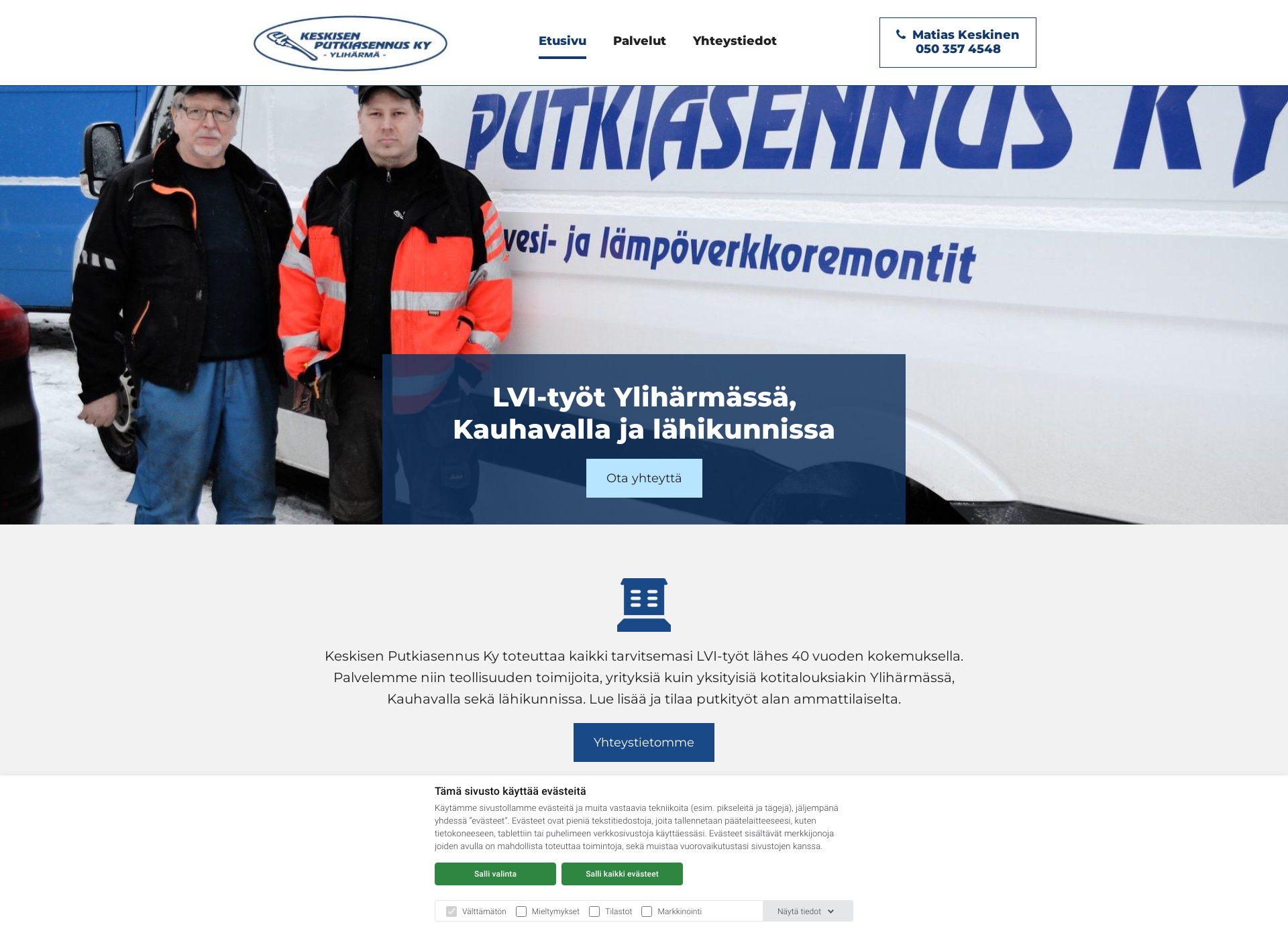 Skärmdump för keskisenputkiasennus.fi