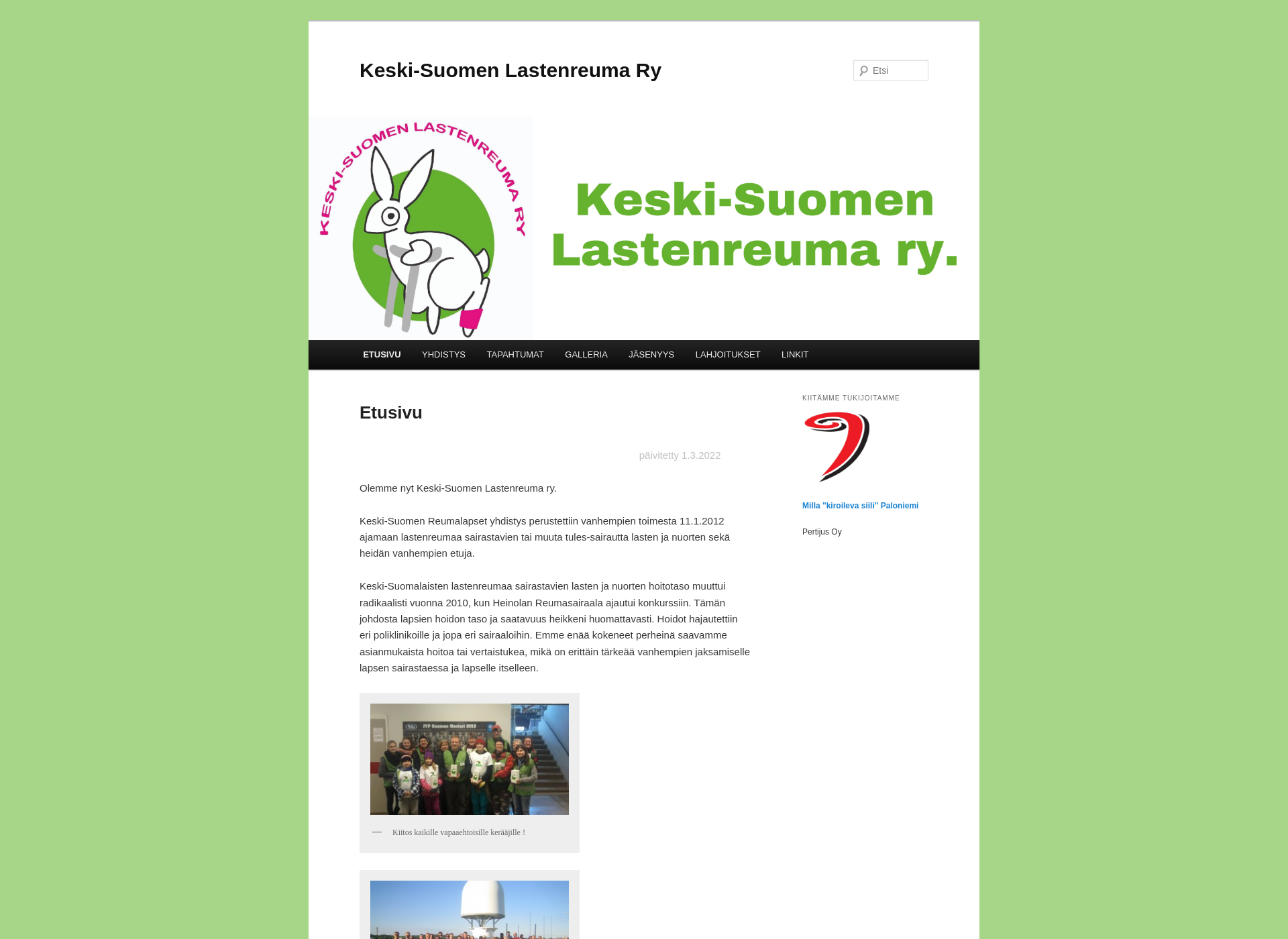Screenshot for keskisuomenlastenreuma.fi